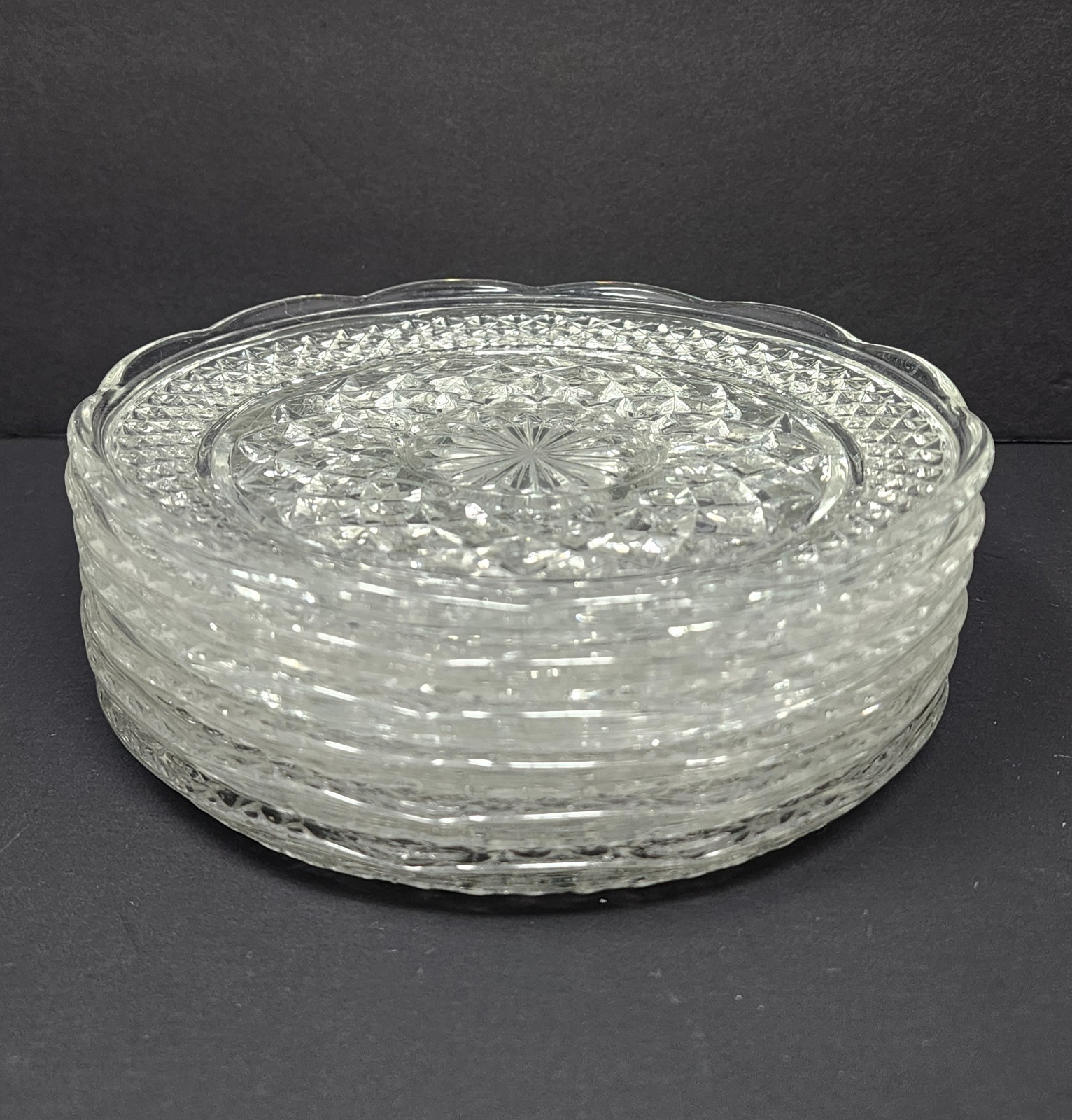 Set of 6 Anchor Hocking Wexford Bread Butter Dessert 6″ Plates Scalloped Edges