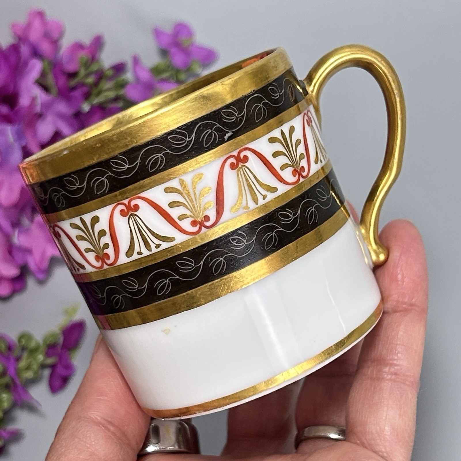 Antique Nast Veiux Paris Porcelain Cup C1815s Gilt French Empire 2.5”H Gold