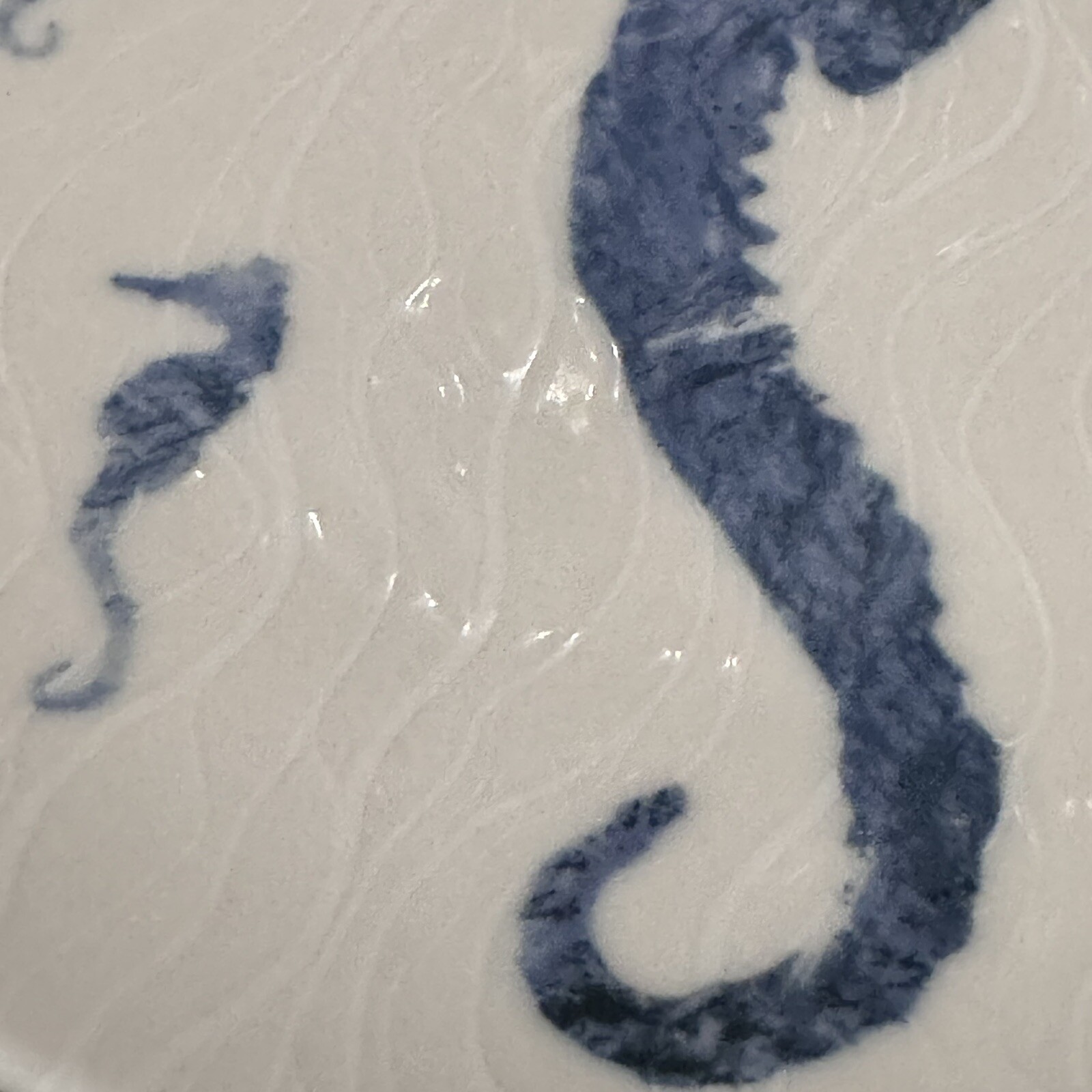 x4 Intesa Blue Seahorse Salad Side Plate Set Ocean Beach Reef Coastal Turkey 8″