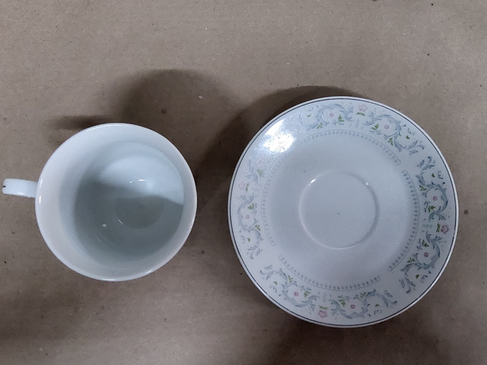 FTD Fine China Porcelain Cup and Saucer JM Pink Blue Floral