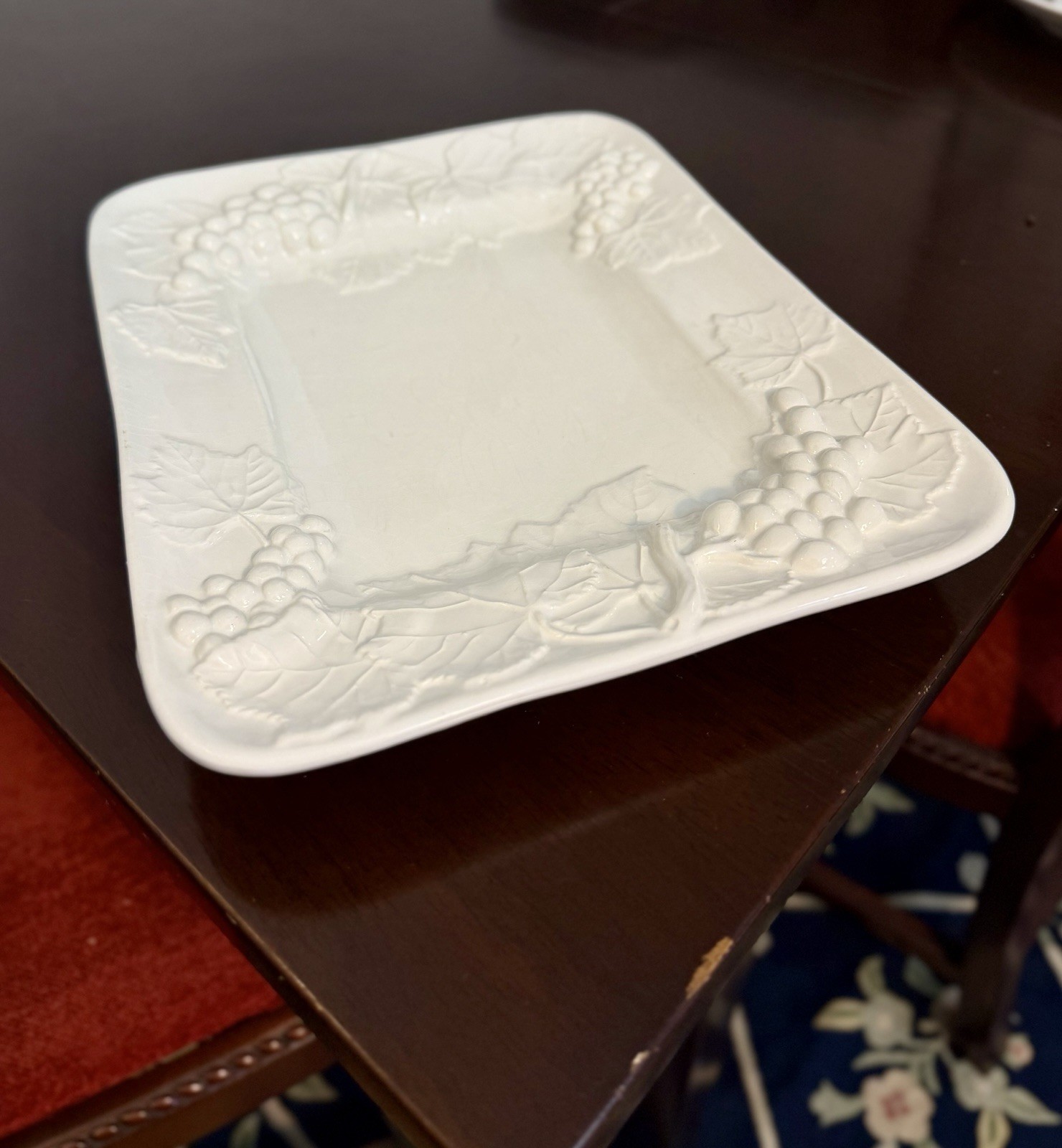 Elios Italian Grapevine Serving Platter Italy Ivory White Pottery Tray Decor