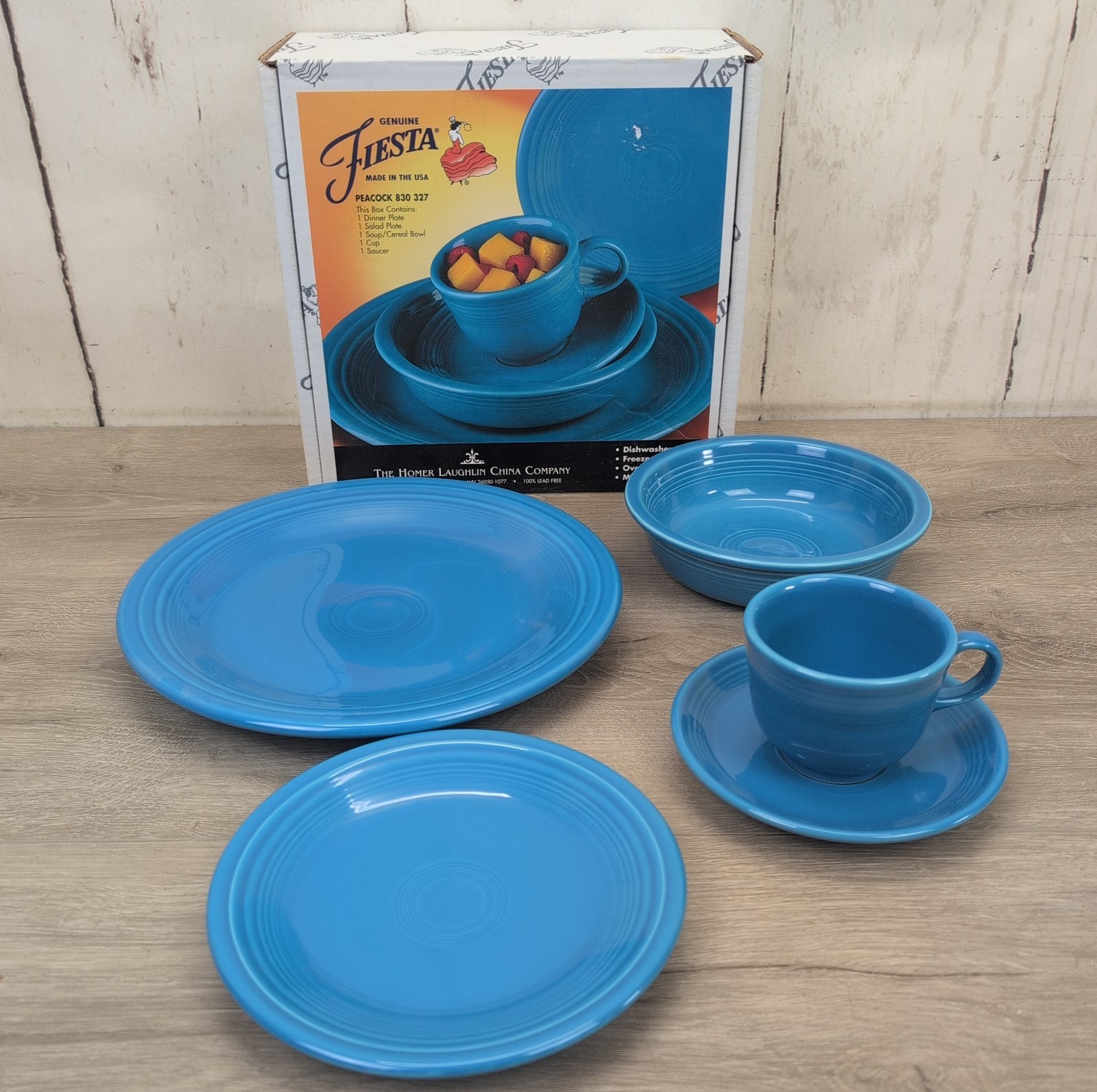 Fiesta by Homer Laughlin, Made In USA, 5 Pieces, In Retired Peacock Blue