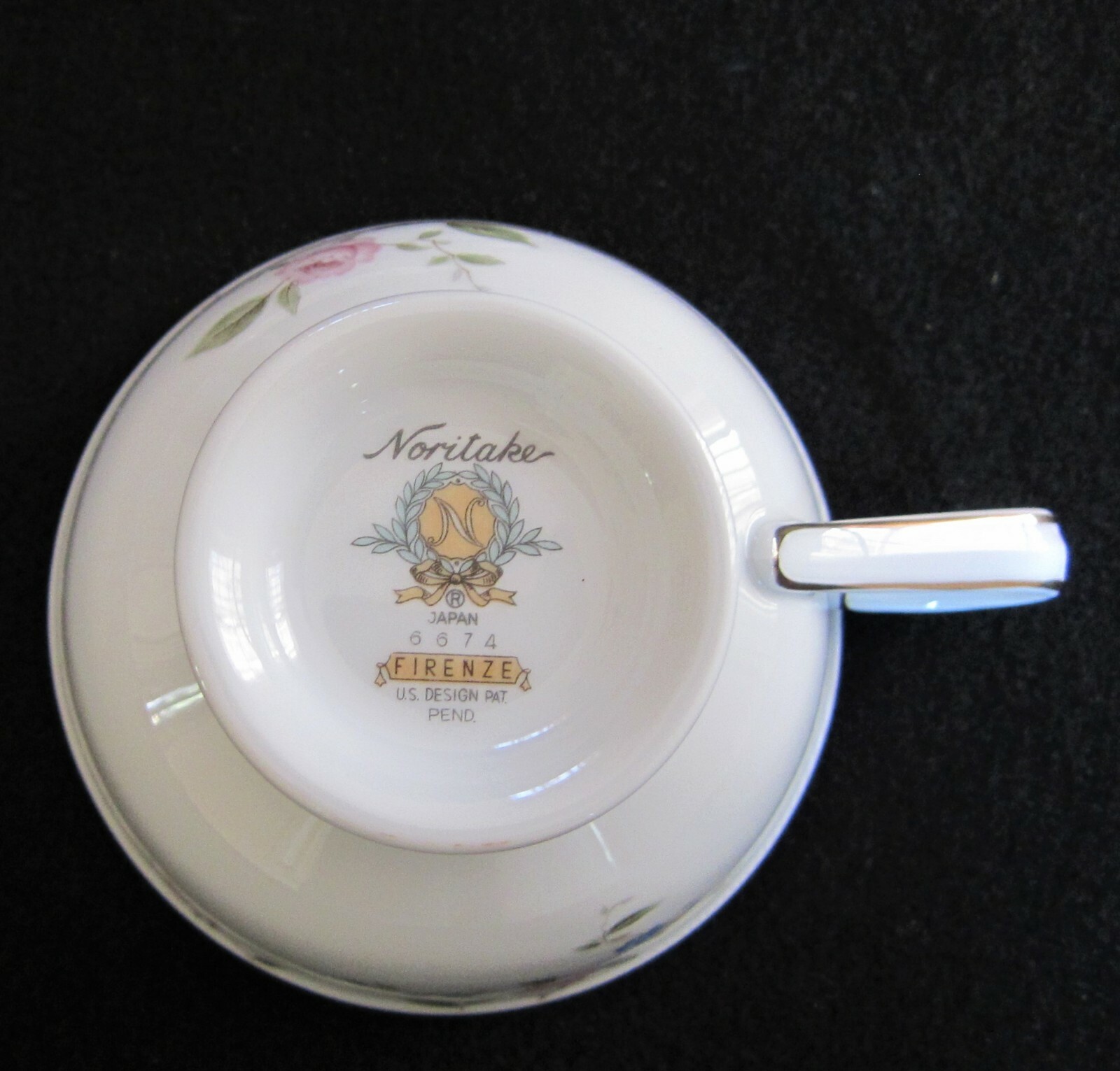 Vintage Noritake Teacups with Saucers Floral on White Gold Trim Firenze 6674