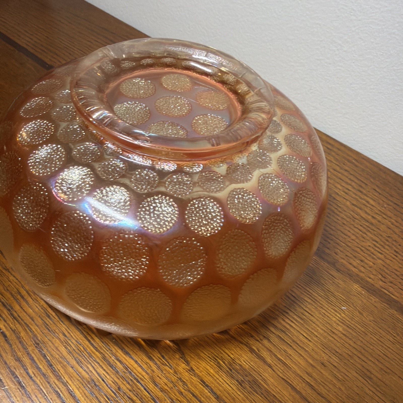 Vintage Fenton Raised Coin Dot Marigold Iridescent Carnival Art Glass Bowl 🔥