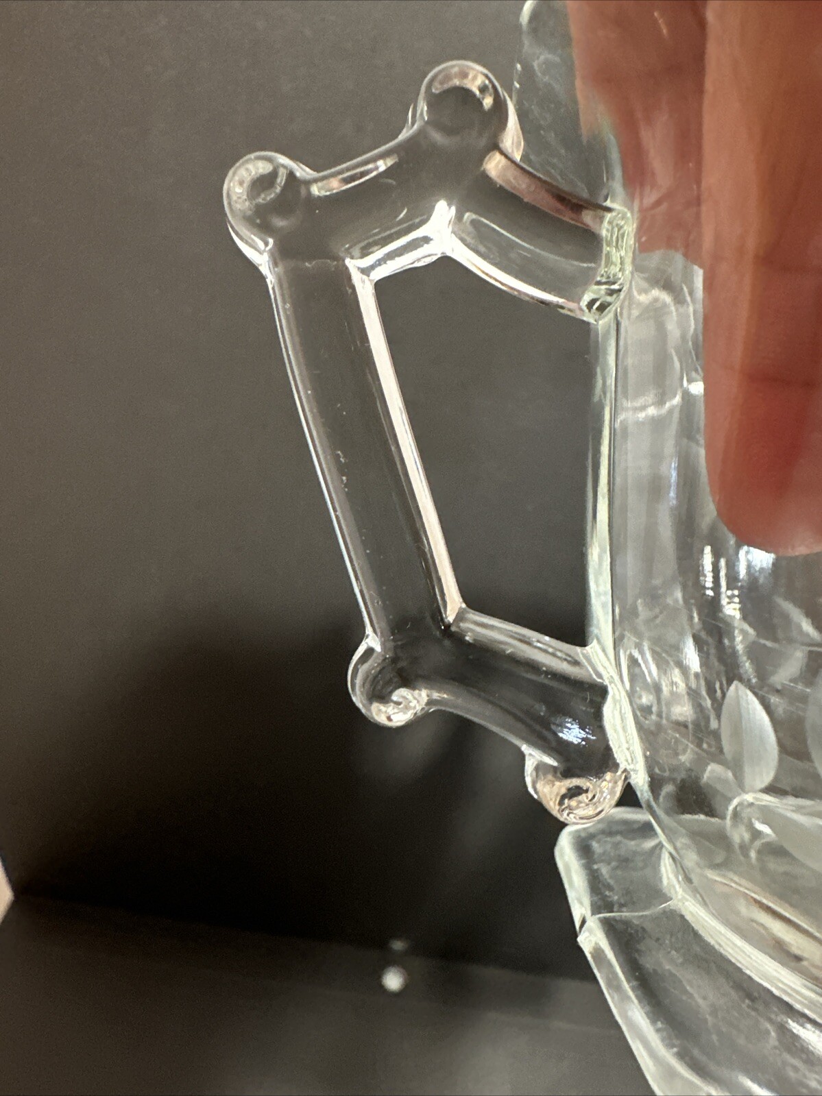 Floral Frosted Pressed Clear Glass Paneled Creamer Vintage