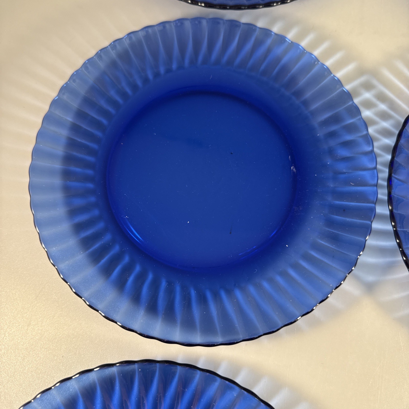 Set Of 6 Colorex Cobalt Blue Glass 7.25 Inch Salad Dessert Plate Made In Brazil