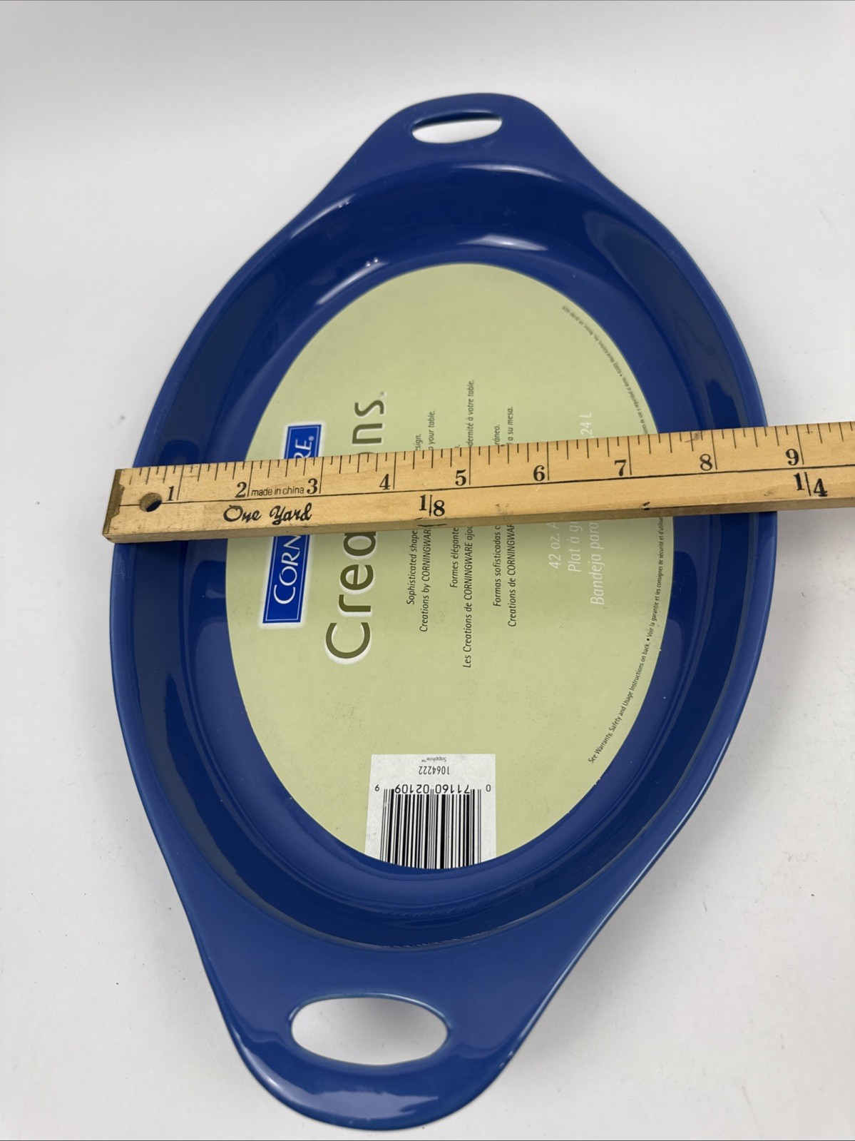 NWT NEW 1 Corning Creations SAPPHIRE BLUE Stoneware AU GRATIN Dish 42 OZ Large