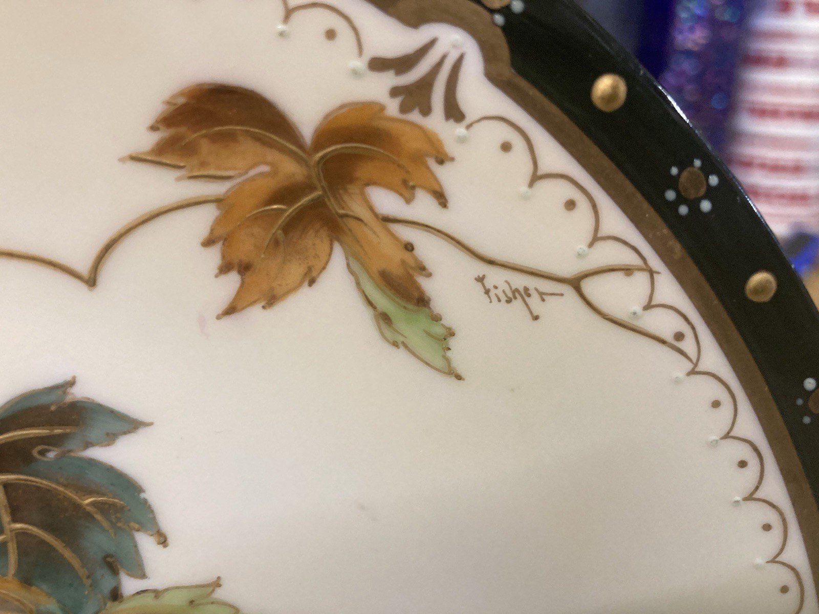 Lovely Antique Hand Painted Plate / C A France / Pickard China / Fall Leaves