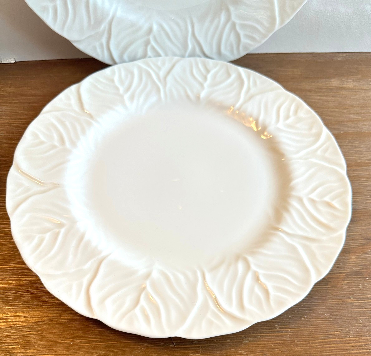Wedgewood Countryware White Bone China porcelain Cabbage Leaf Salad Plates 4