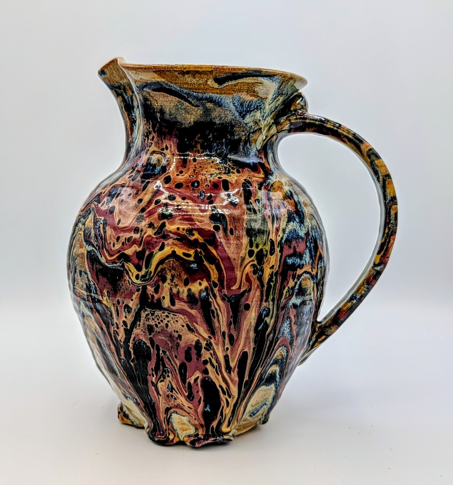 John Coburn JRC ’10 Studio Art Pottery 9″ Pitcher Tennessee Marbled Glaze