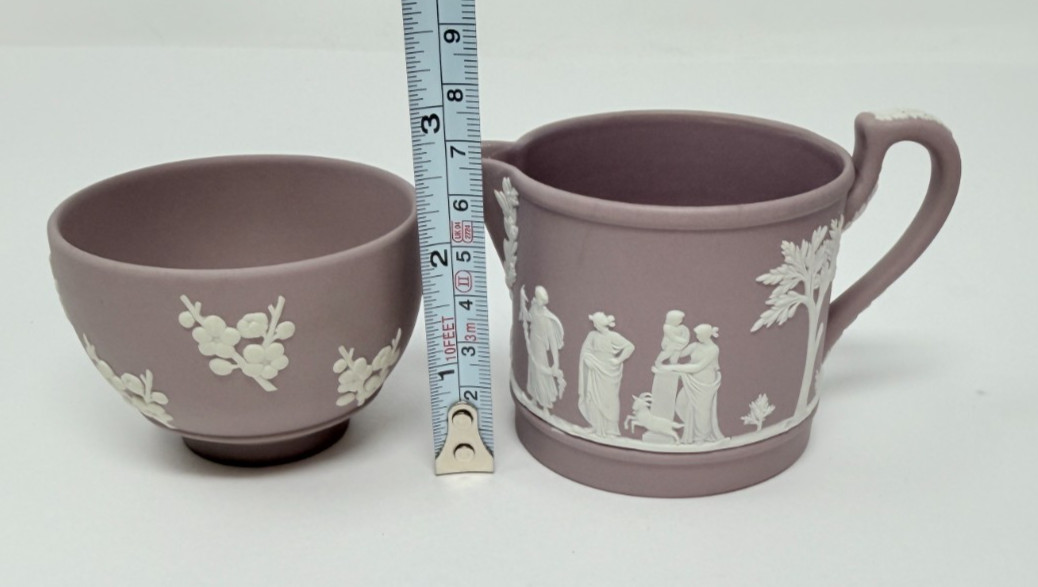 Wedgwood Lilac Jasperware Creamer And Open Sugar Bowl