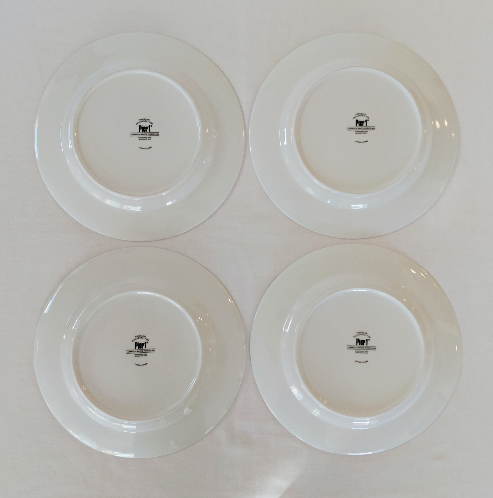 Pier 1 Dinner Plates 11″ Luminous White Elegant Table Dining Rim Rimmed Set Of 4