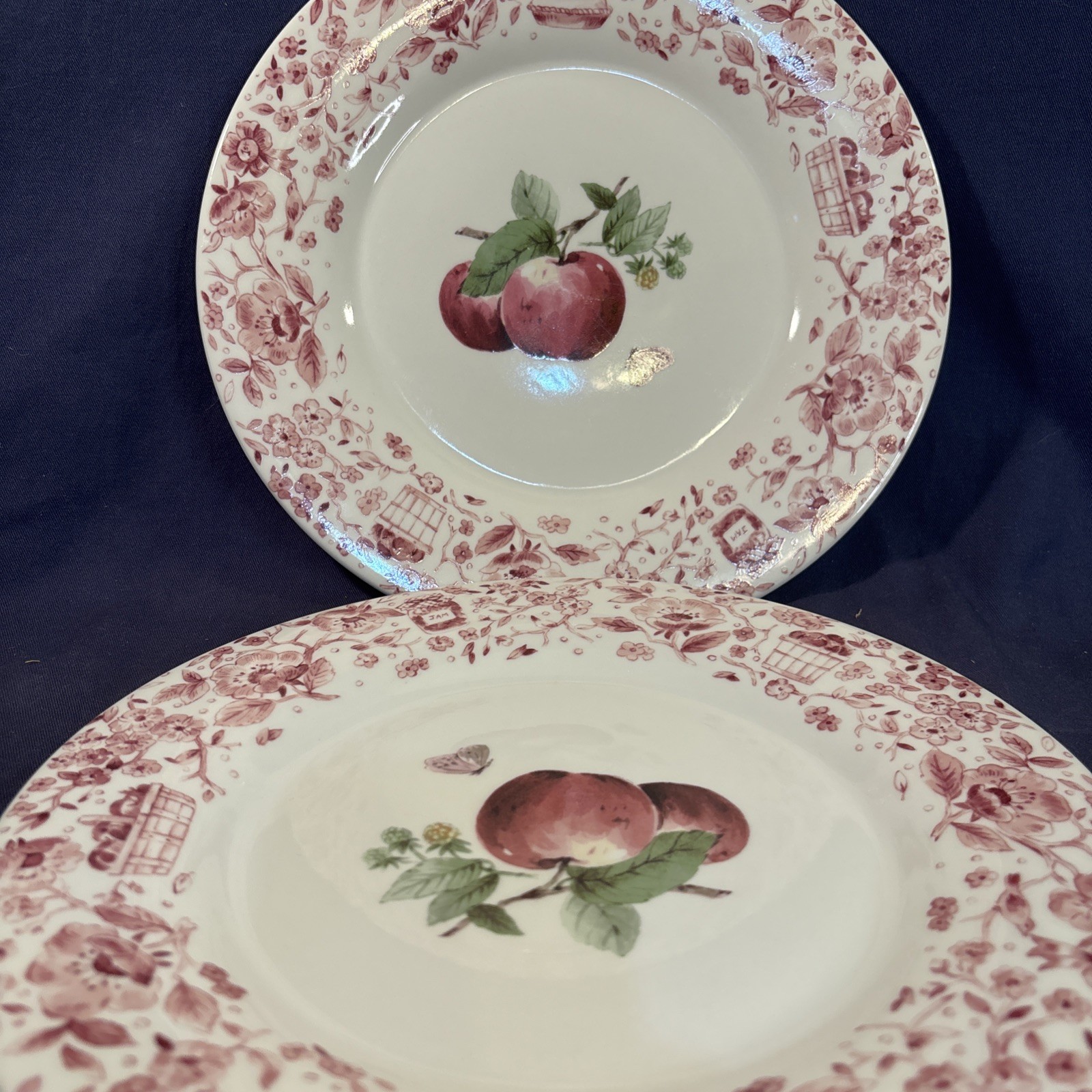 Pfaltzgraff Delicious Apple 11″ Dinner Plates Set of 2 Pink Floral Border