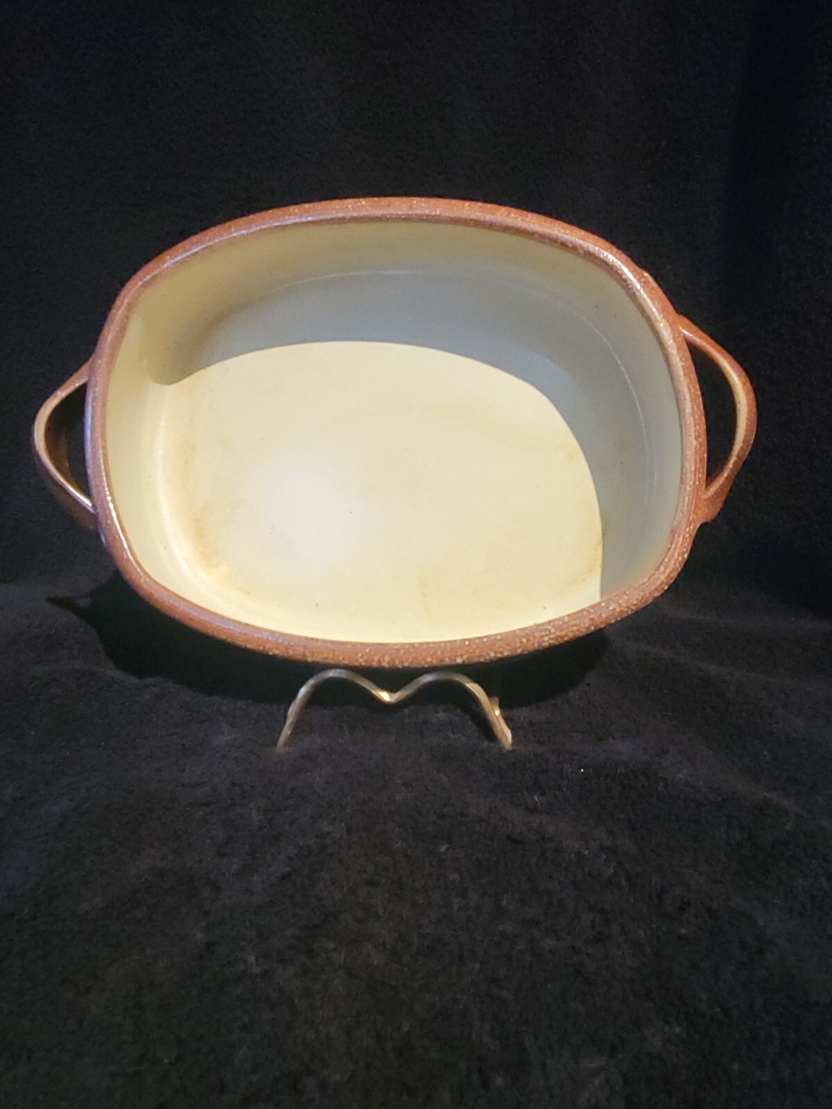 Studio Art Pottery Evelyn Ward North Carolina Dish With Handles Leaf Pattern