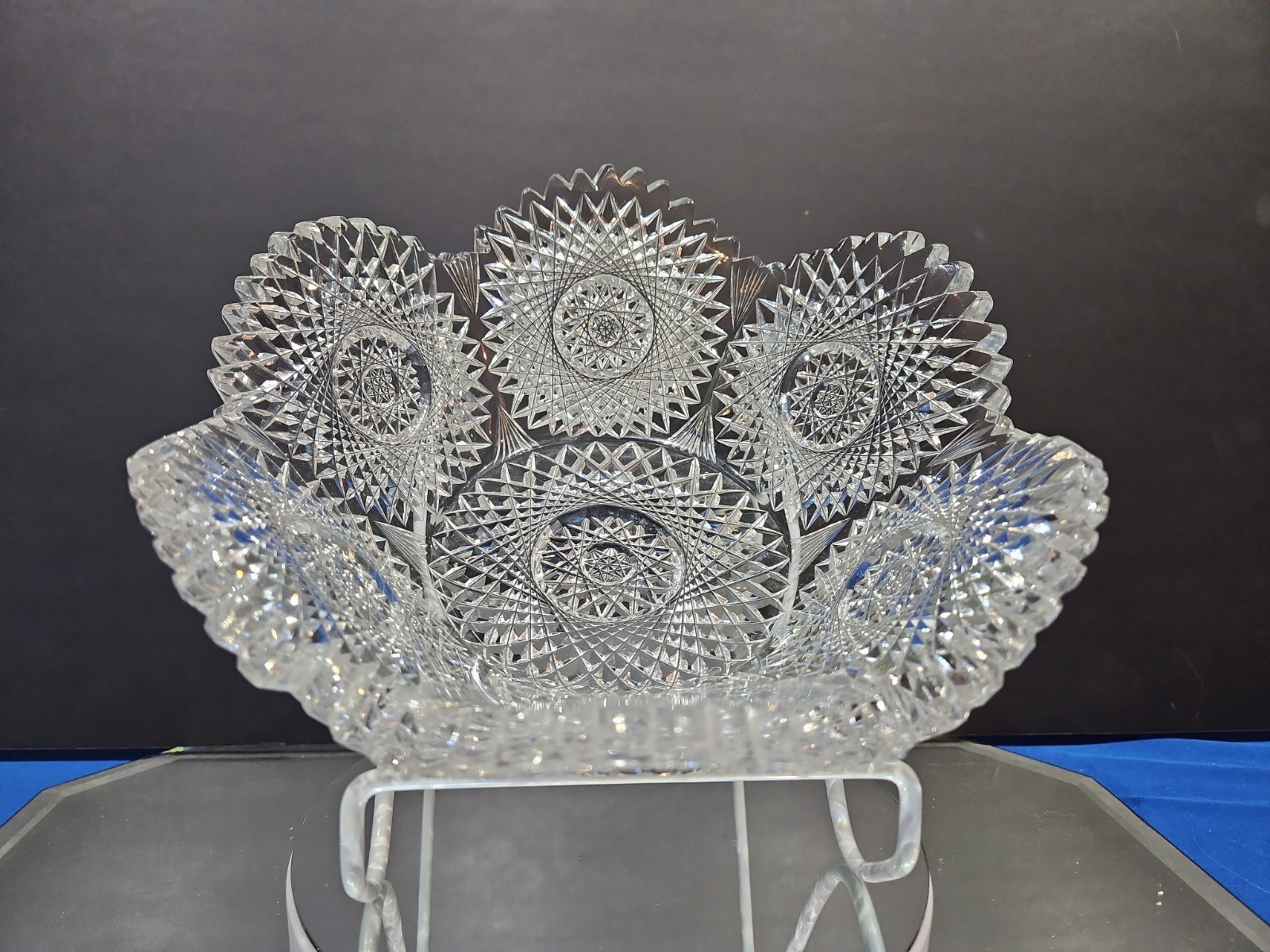 Extra Thick Bowl c.1900 American Brilliant Period Cut Glass Crystal Krantz Smith