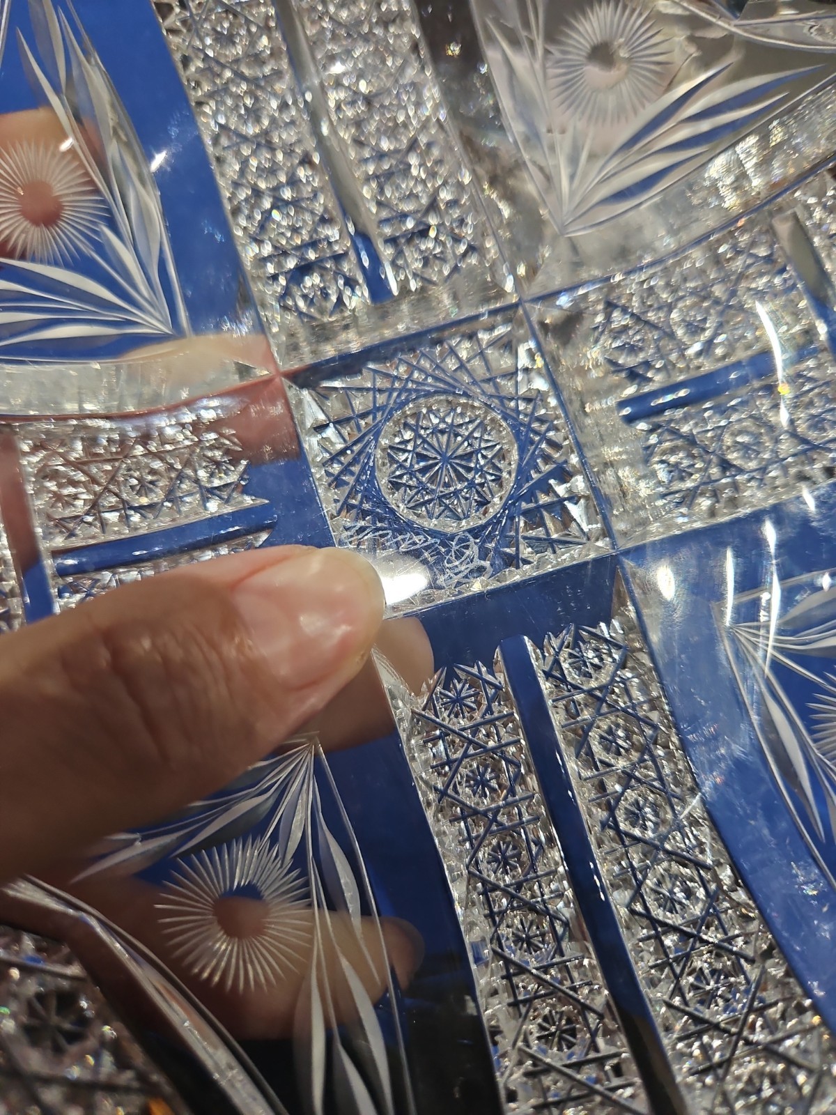 7″ Bowl American Brilliant Period Cut Glass Crystal Clark Signed “Chippendale”