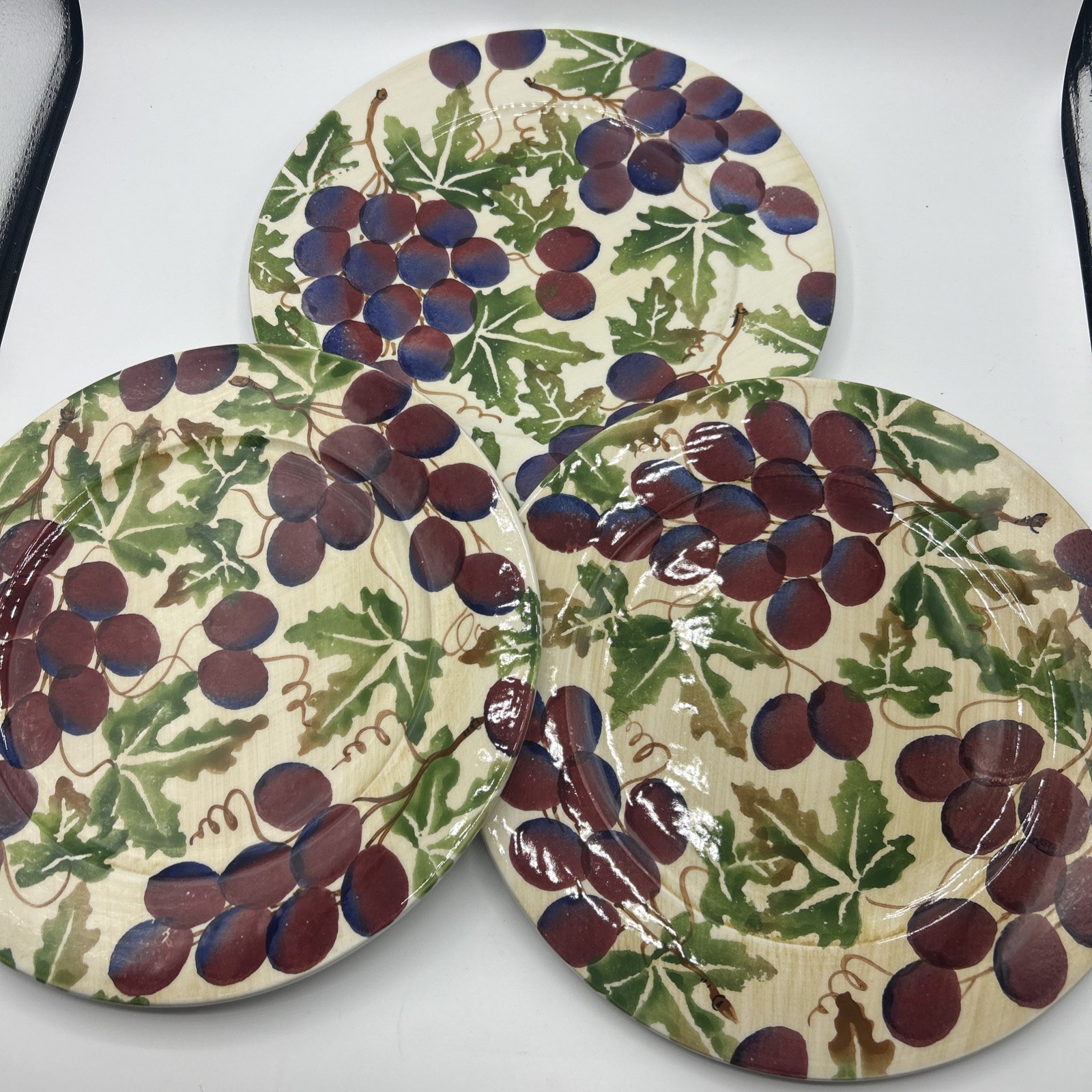 Italy La Ceramica VBC Nove Handpainted 11″ Plate With Grapes Vines And Leaves