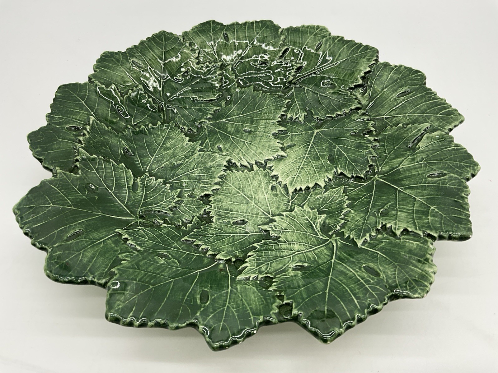 Bassano Italian Green 3D Serving or Centerpiece Bowl 10 1/2 inch Diameter