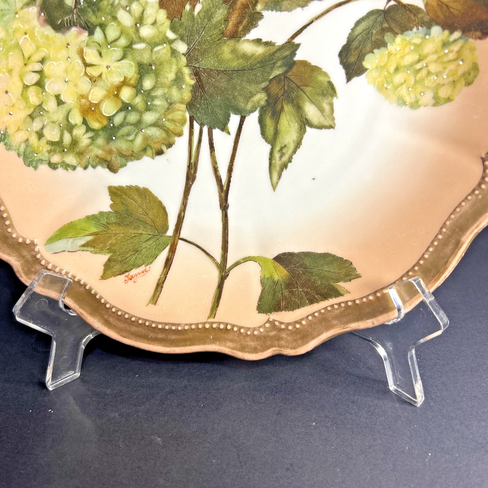Antique O & EG Austria (circa 1899-1918) 9.5” Floral Plate Nice Condition Signed