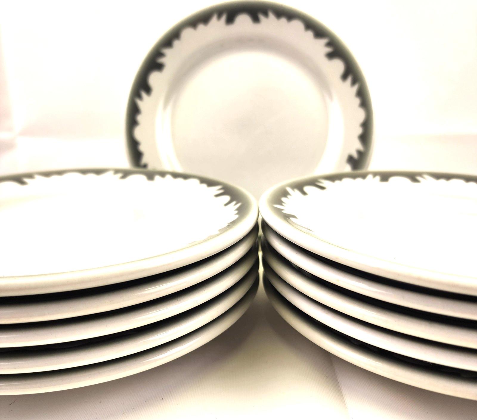 11 Shenango Rimrol Gray Plates 6 3/4 Inches Rare Color!