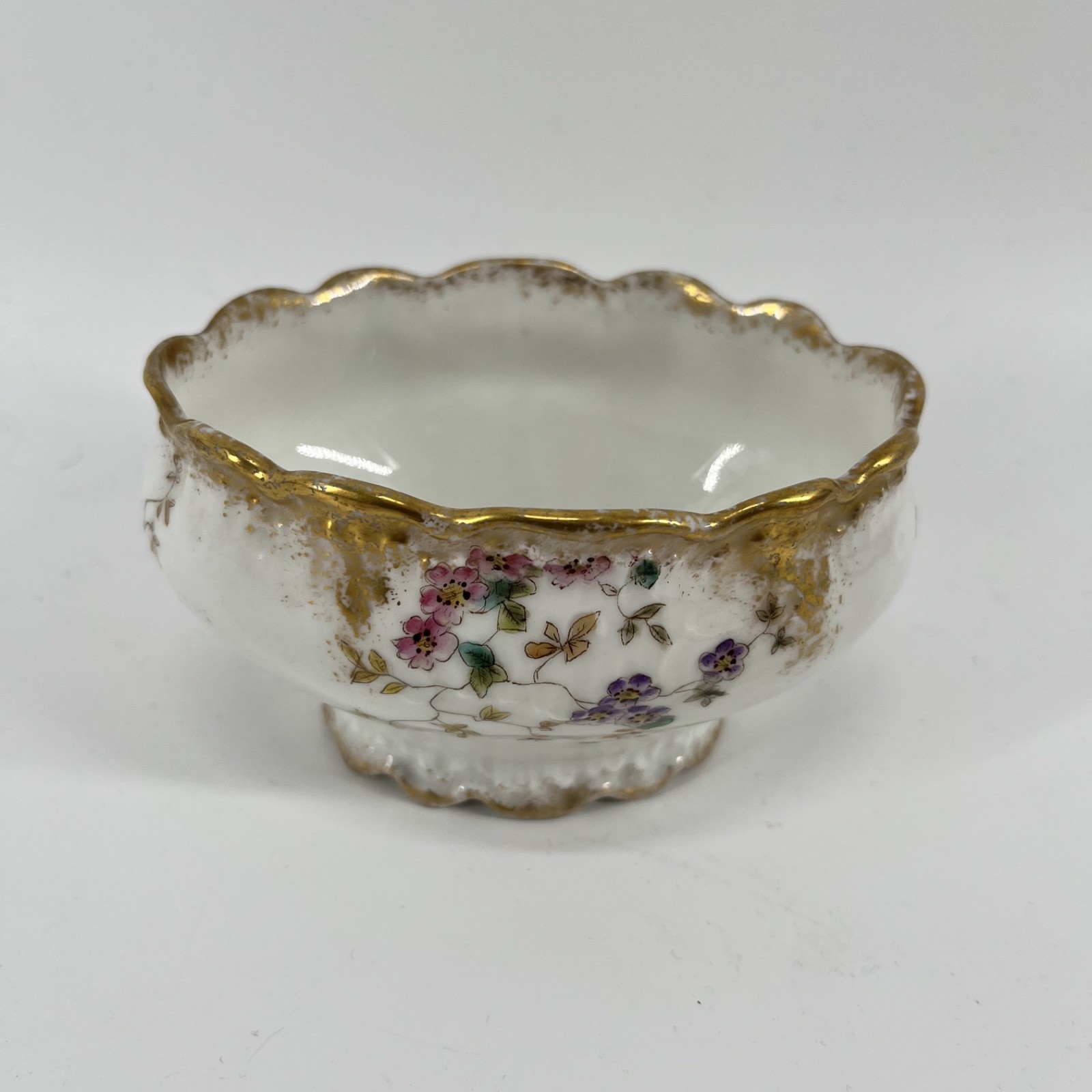 Vintage/Antique Limoges France White Bowl Pink Flowers Made in France
