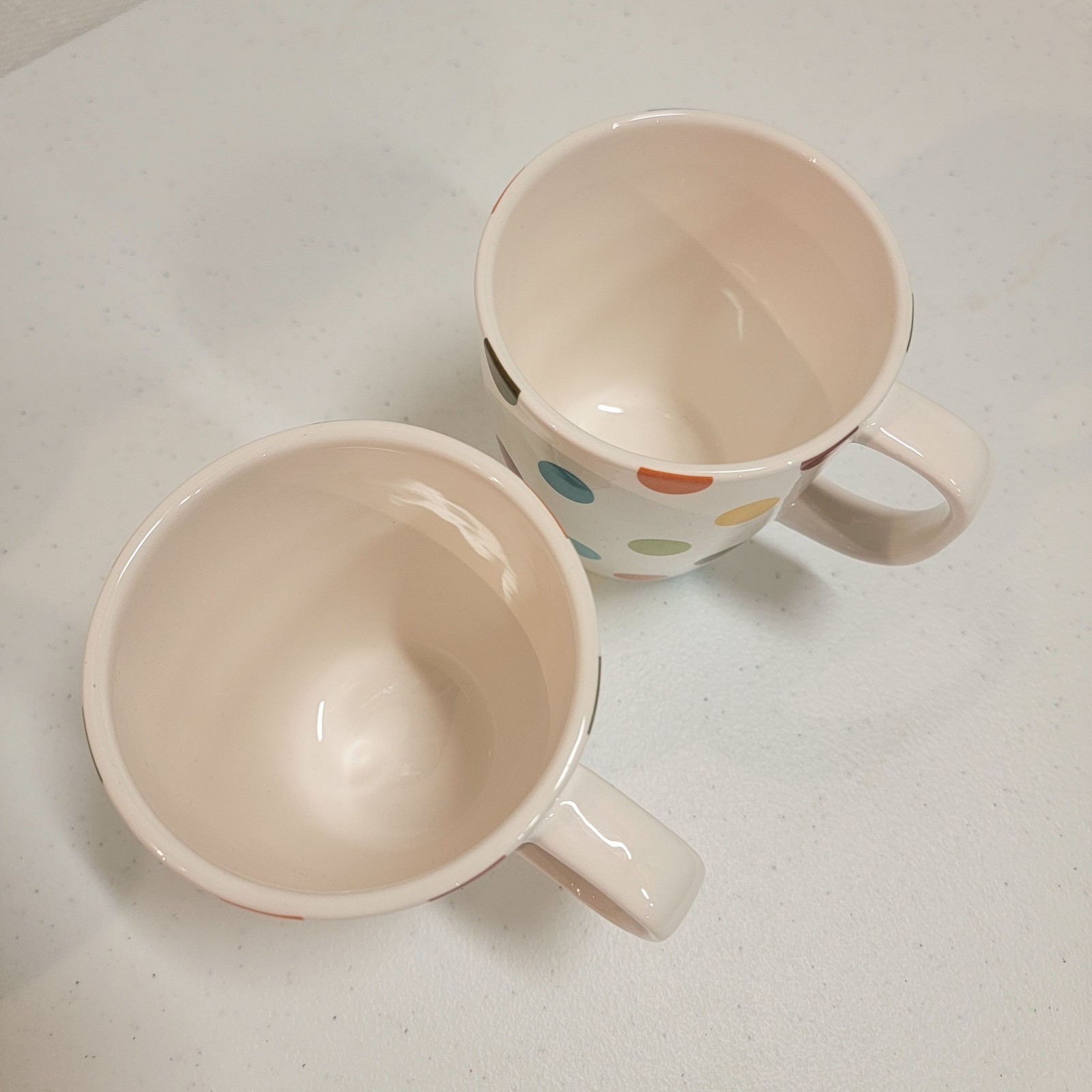 Lot Of 4 PIER 1 CONFETTI Coffee Mugs 4.5″ Tall Ironstone Cups 4 1/2″ Polka Dots