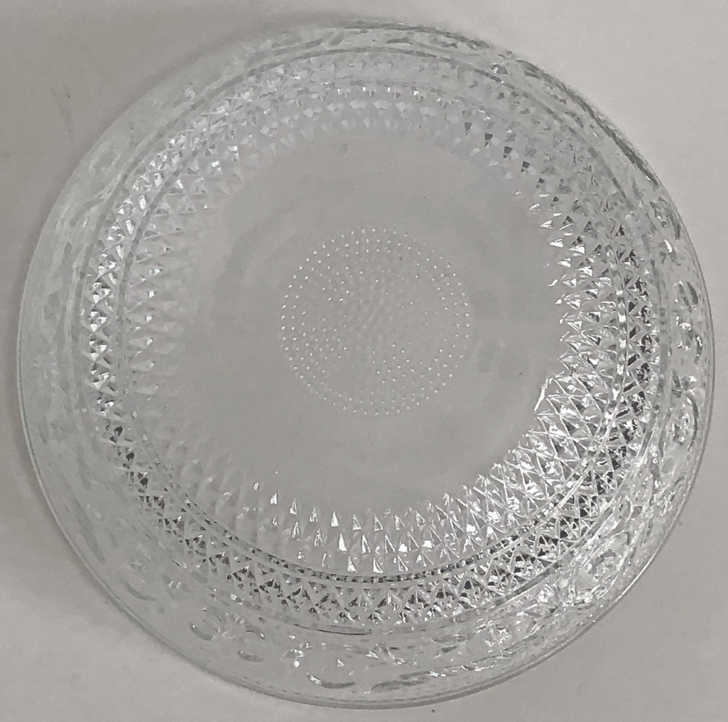 Vtg KIG Malaysia Crystal Sandwich Fleur de Lis Pattern Bowls 5 3/8″ Clear Set 2