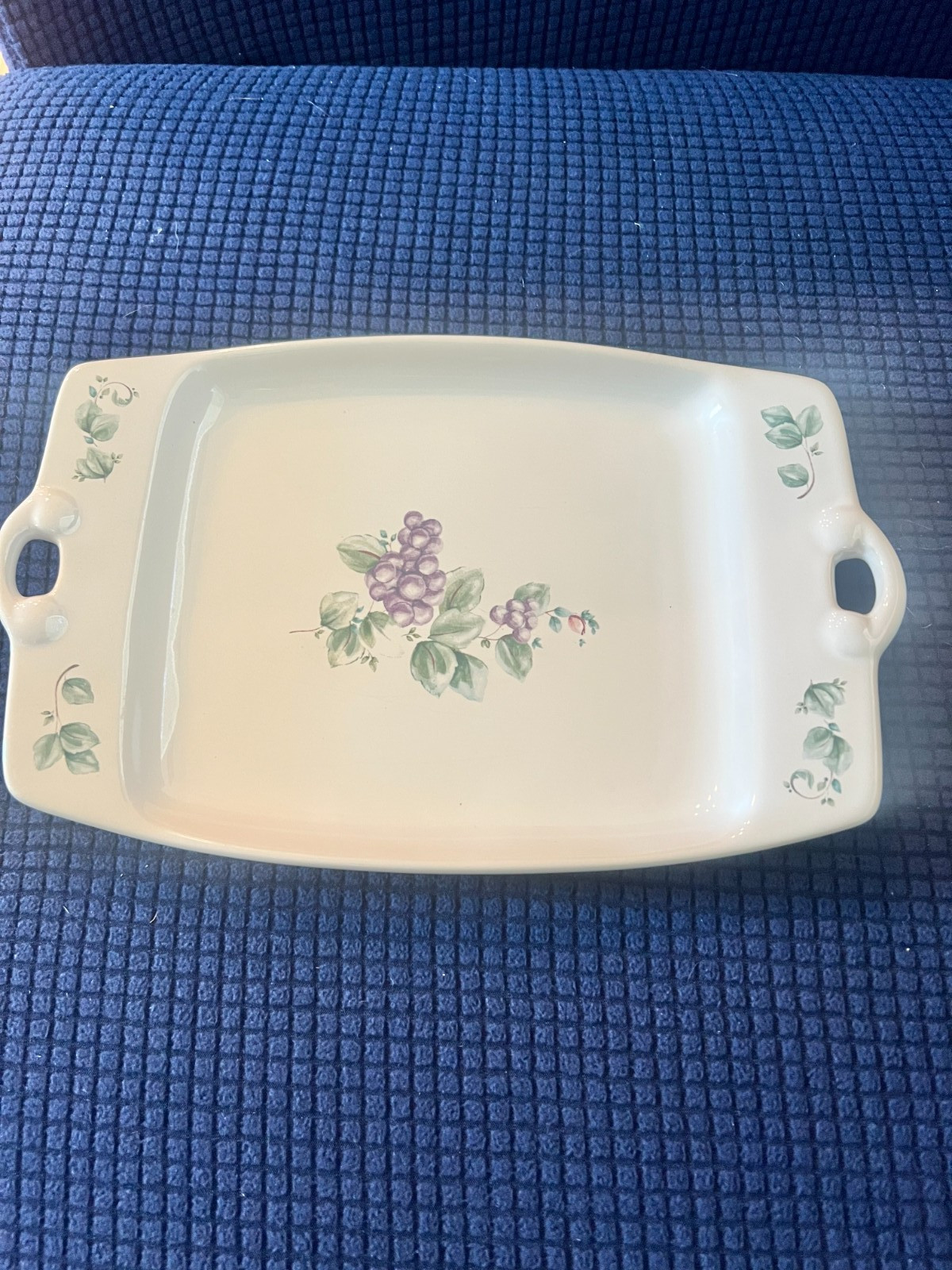 Pfaltzgraff Grapevine Platter- White with Purple and Green Accents