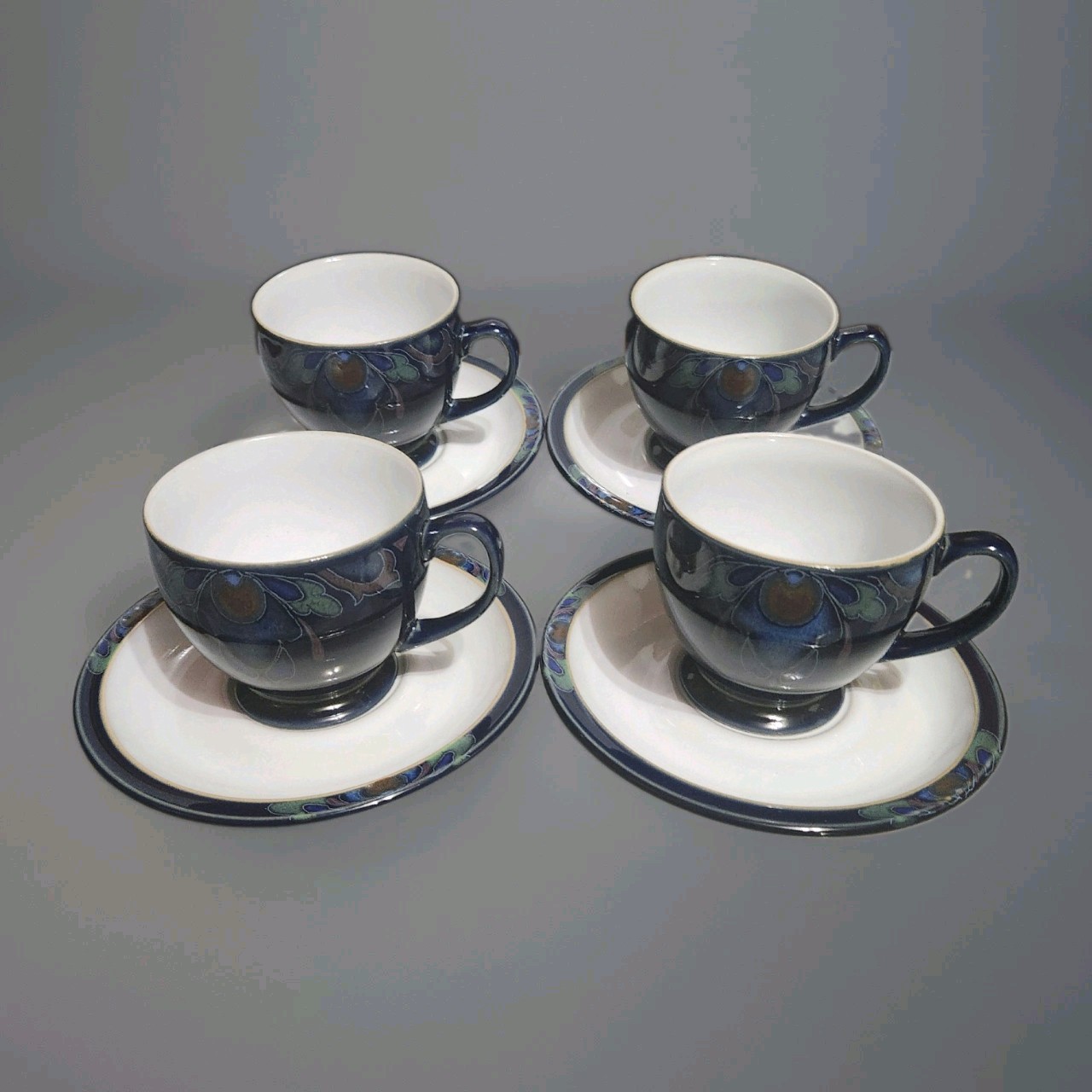 Denby Baroque Tea cups and Saucers Vintage Stoneware Made in England