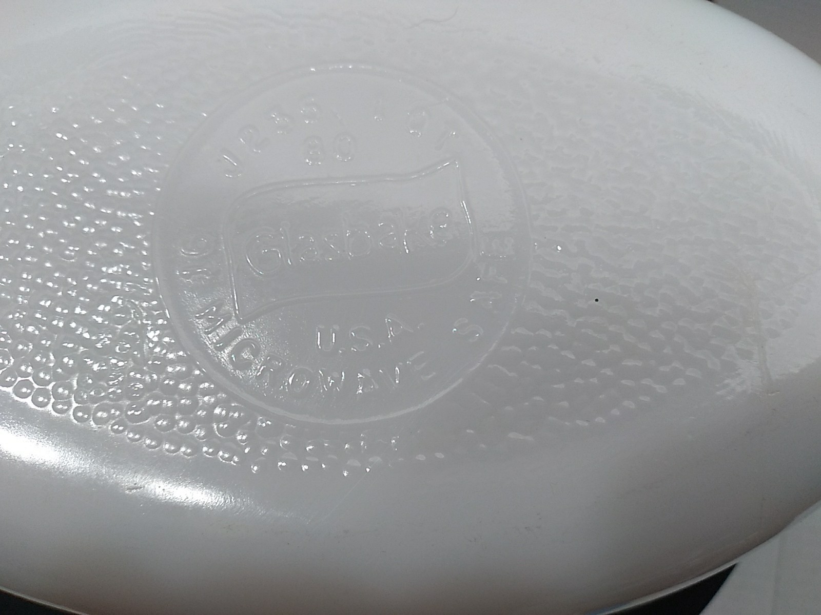 VTG Glasbake 1 Quart Serving Dish White With Green Flowers Made In USA J235