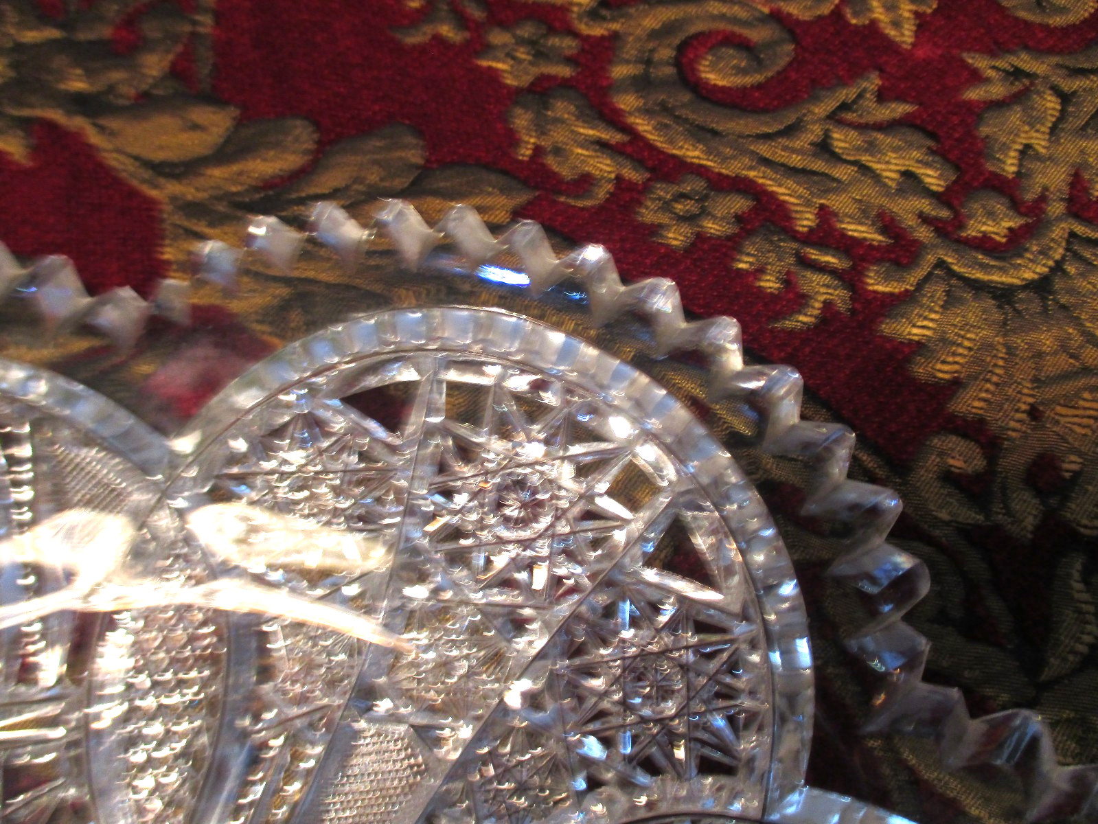 GORGEOUS! Antique American Brilliant Cut Glass 12″ Platter / Tray Extreme Cut