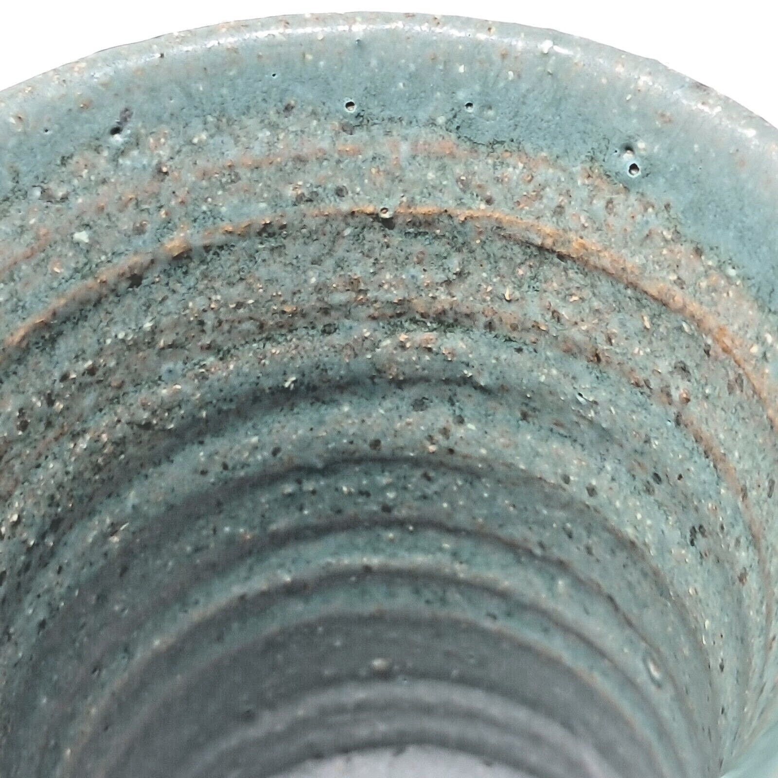 Stoneware Art Pottery Cups 8-9 fl oz Set of 6 turquoise glaze 4″ tall unique