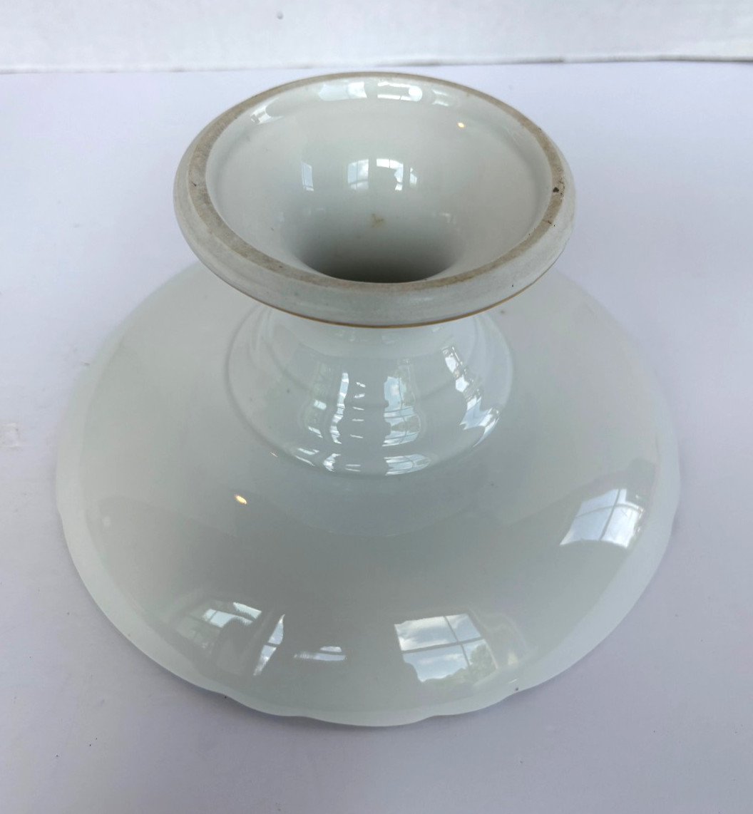 Vtg Carlsbad Austria AK Hand Painted Gray Floral Pedestal Bowl Gold Gilt 8.75″
