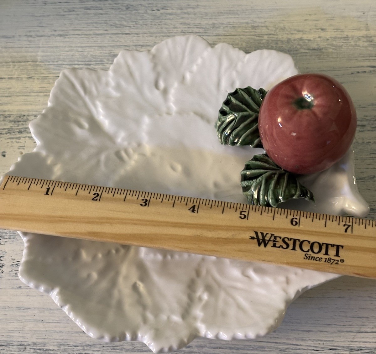 Vintage Cabbage Leaf Plate With 3d Fruit And Leaves Made In Italy