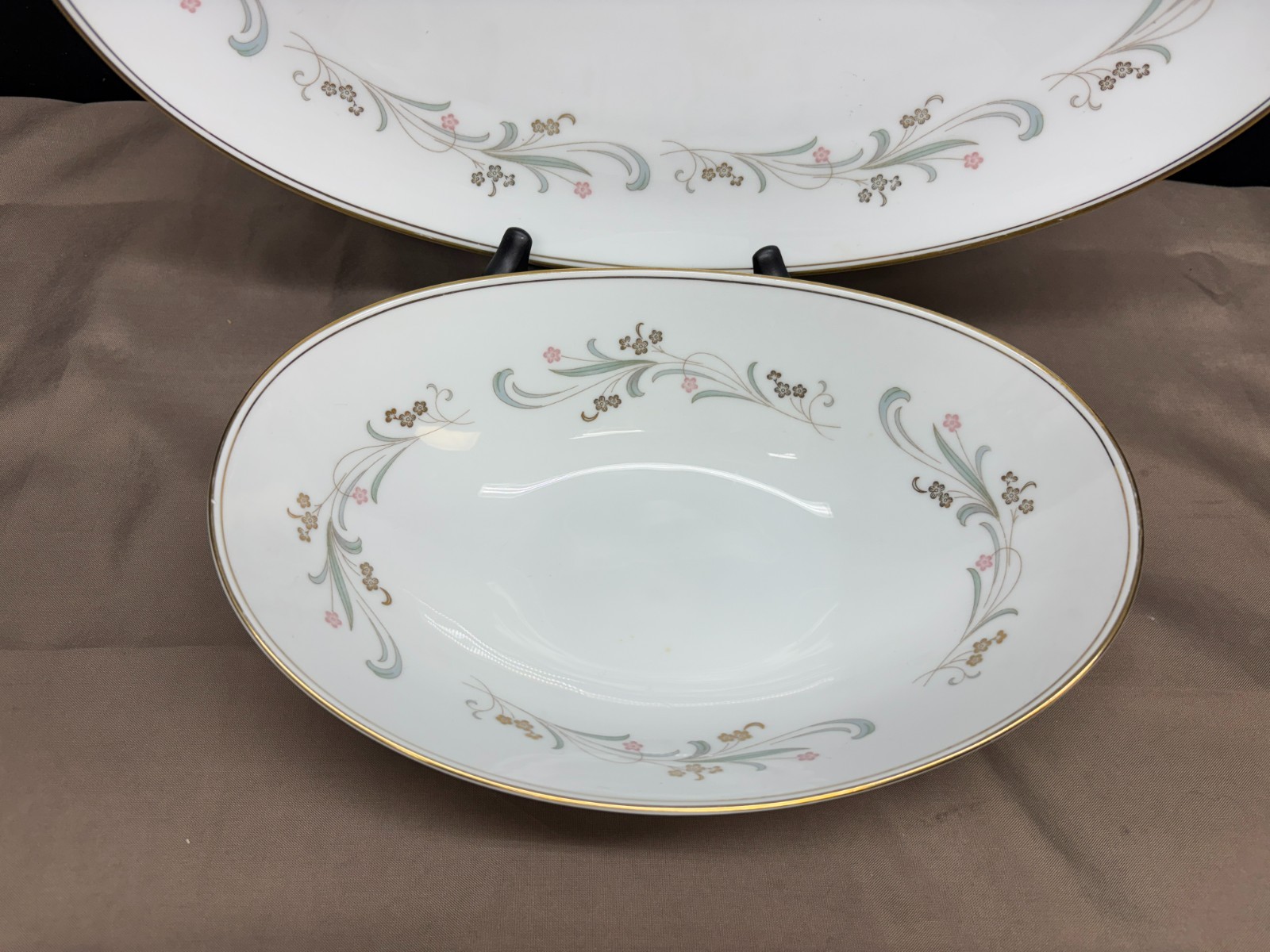 Noritake “CLARIDGE” Japan ~ #6020 ~ 2 Piece Serving Set: Platter, Oval Bowl