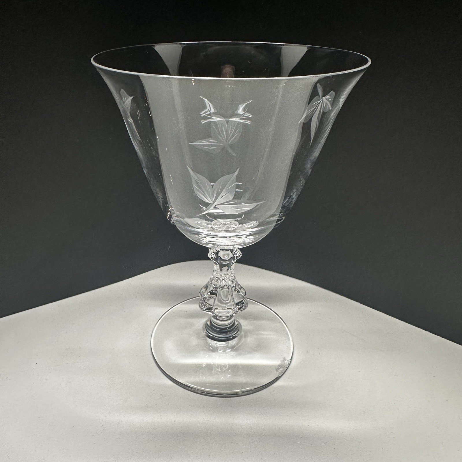 Bryce Autumn Water Goblets 5 7/8″ Set Of 4 Blown Glass Made In USA Etched