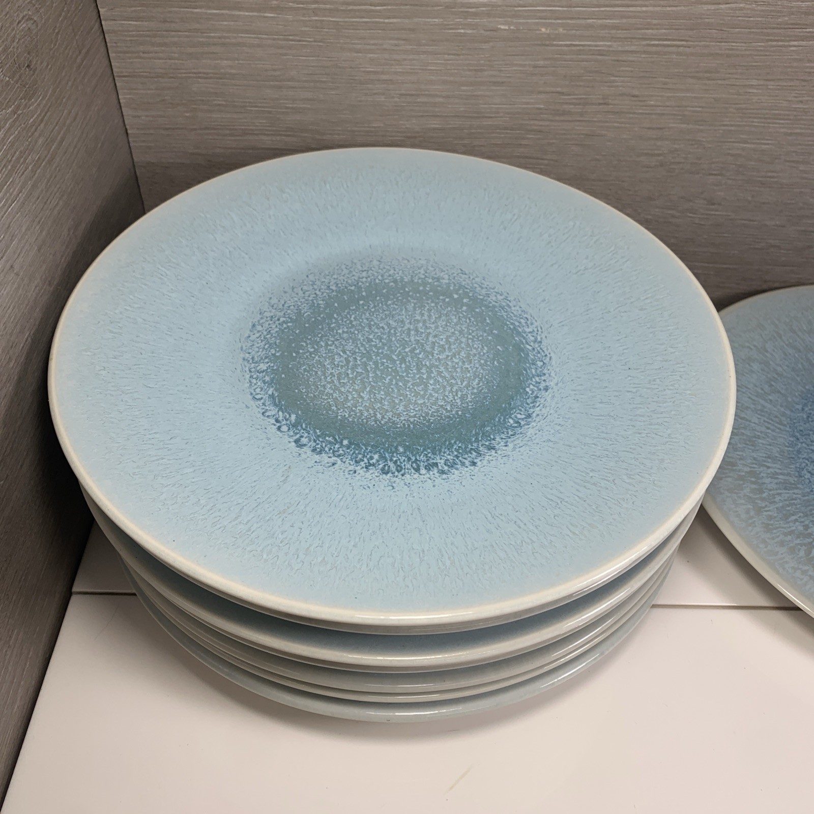 Jars France Aqua Blue 10 1/4” Dinner Plates Set Of 8