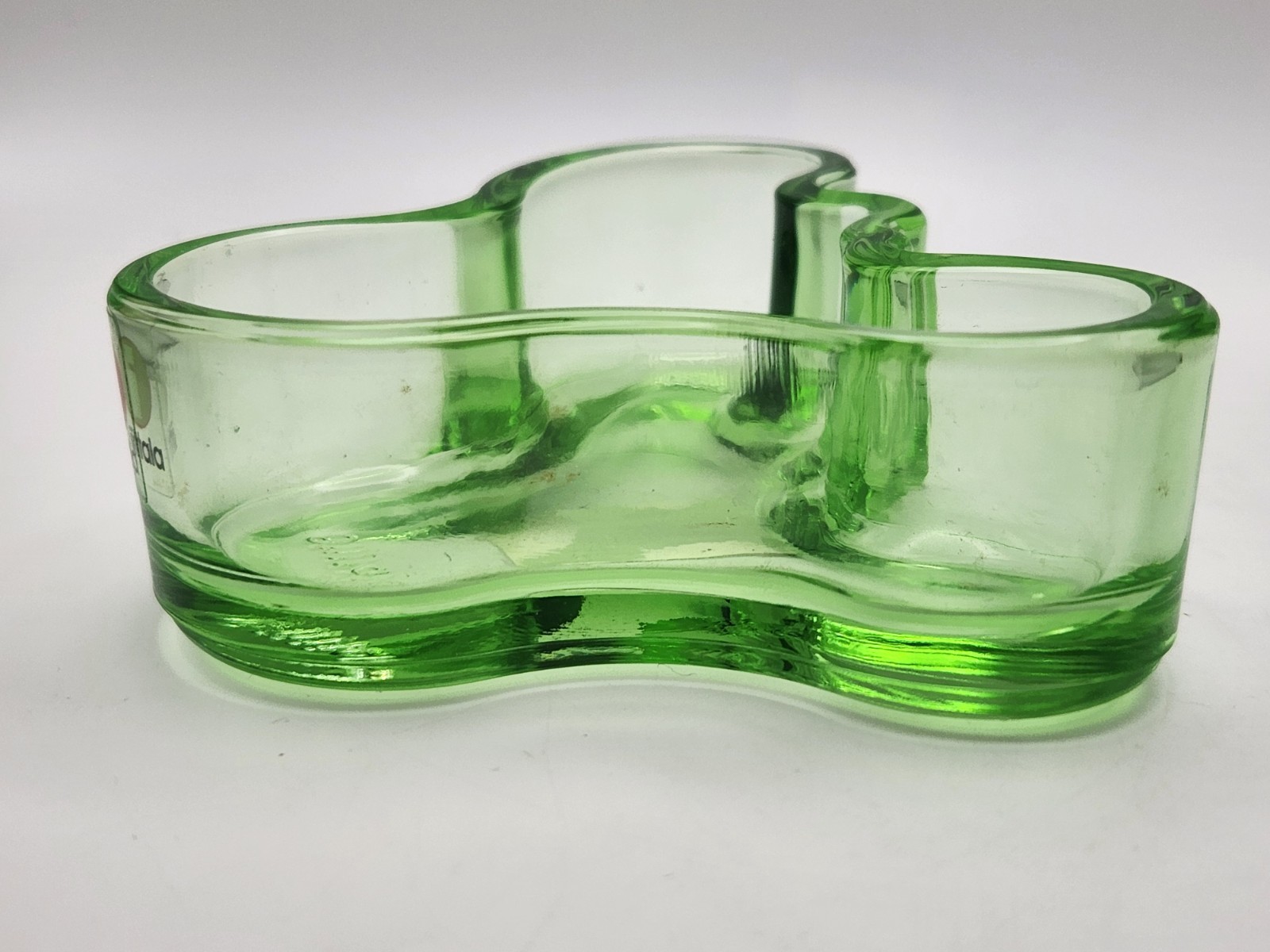 IITTALA Alvar Aalto Apple Green Glass 98mm Dish Bowl Asymmetrical Sticker