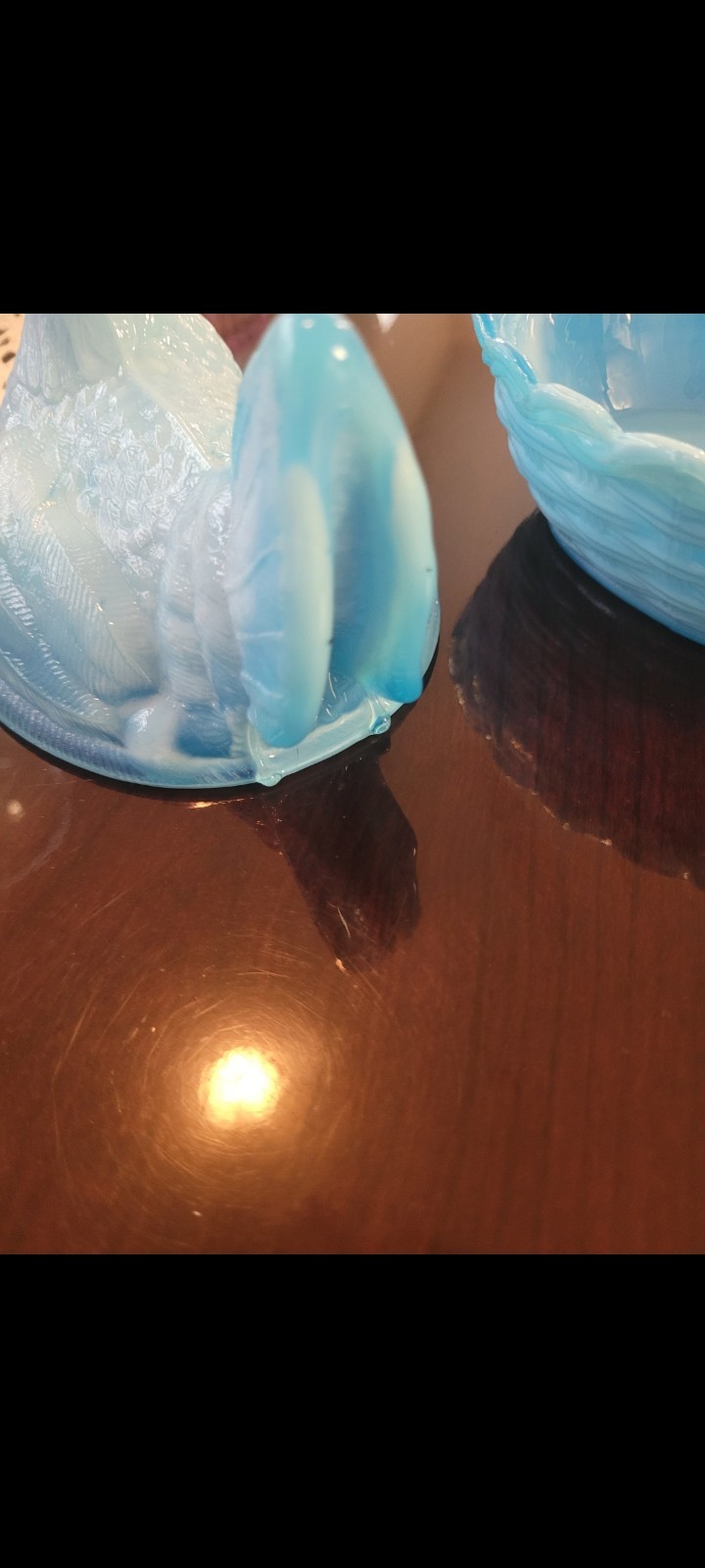 Vintage Blue Slag Glass Hen on Nest Covered Bowl Oval Dish w/ Lid 7″ x 4″