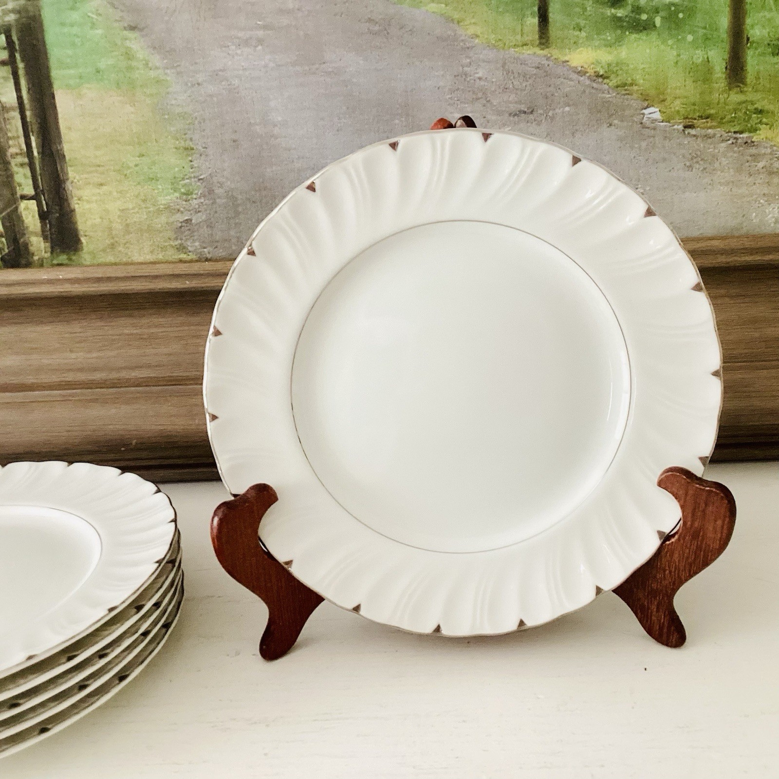 Harmony House Fine China Heirloom 7” Salad Plates 3512 Set of 6 Japan Platinum