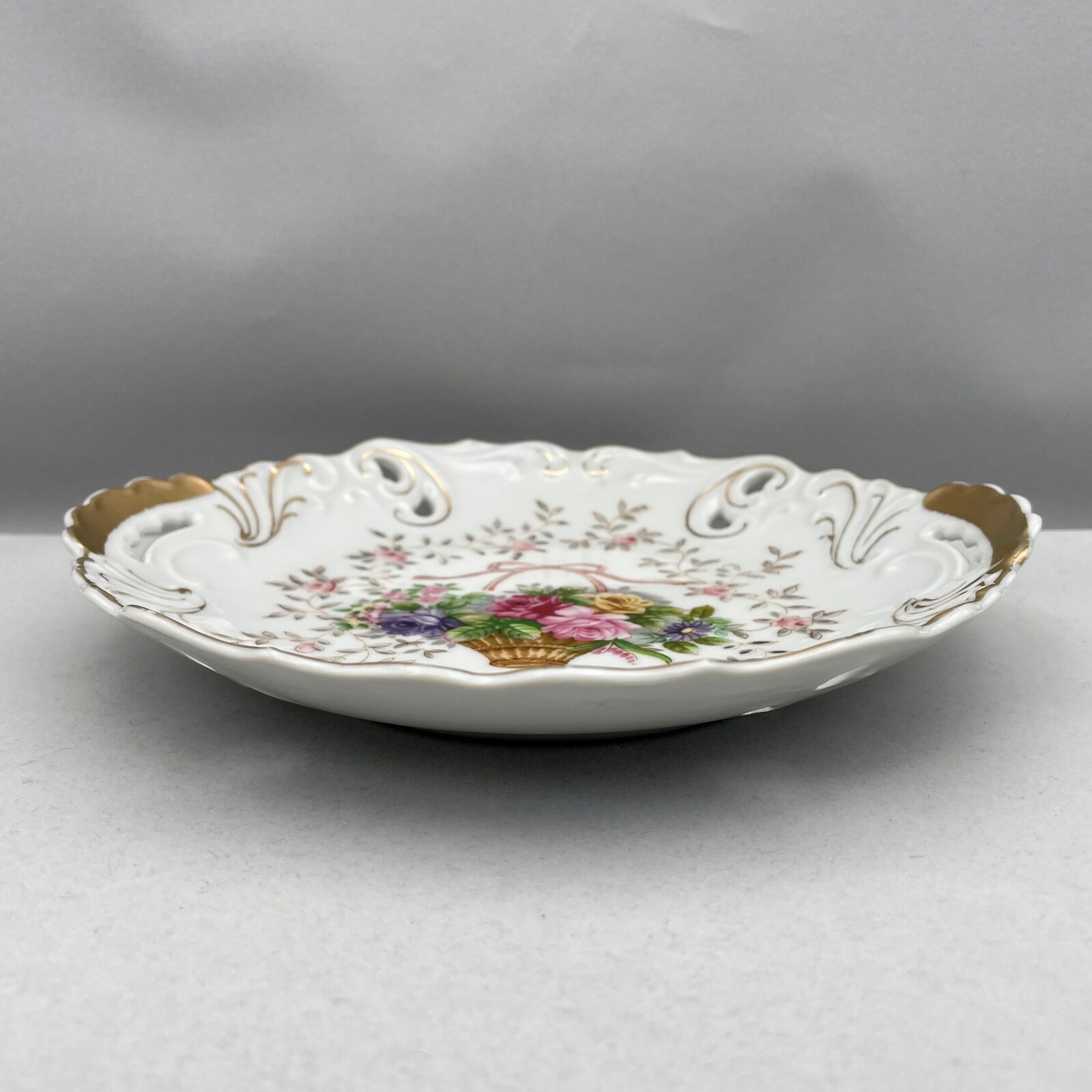 Lipper+Mann L&M Bristol Garden Pattern Decorative Plate Porcelain Gilded 8.5″