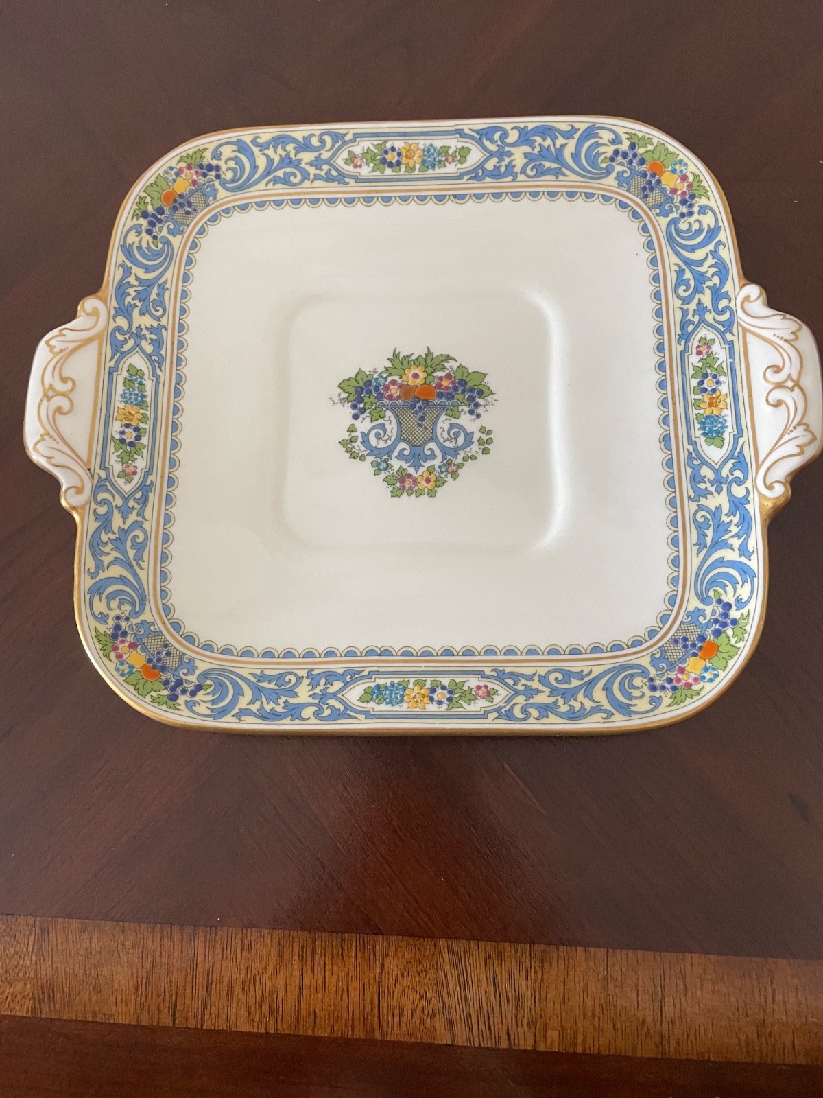 Lenox The Autumn *RARE* Square Handled Cake Plate Gold Handles 10 3/8 Older Mark