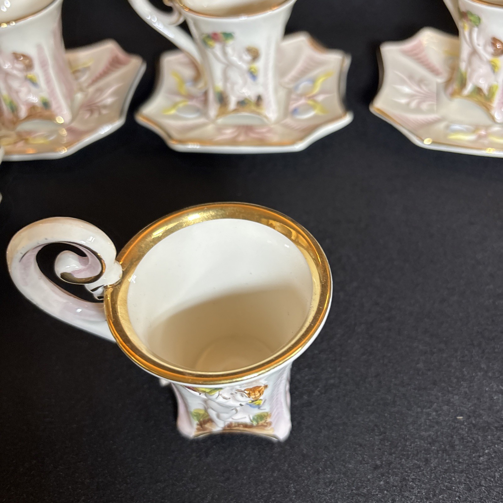 27 Pc R Capodimonte Italy Cherub Demitasse Espresso Tea Coffee Set