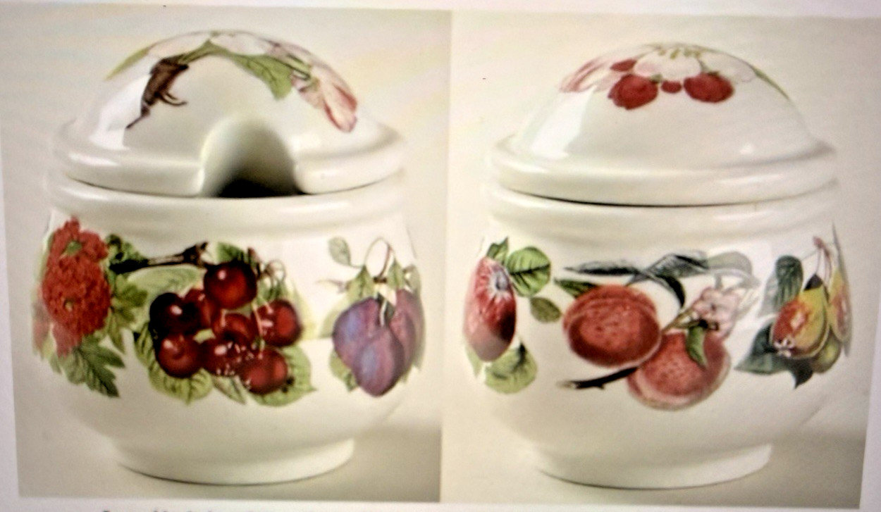 PORTMEIRION POMONA MUSTARD JAR w/Wood Spoon NIB