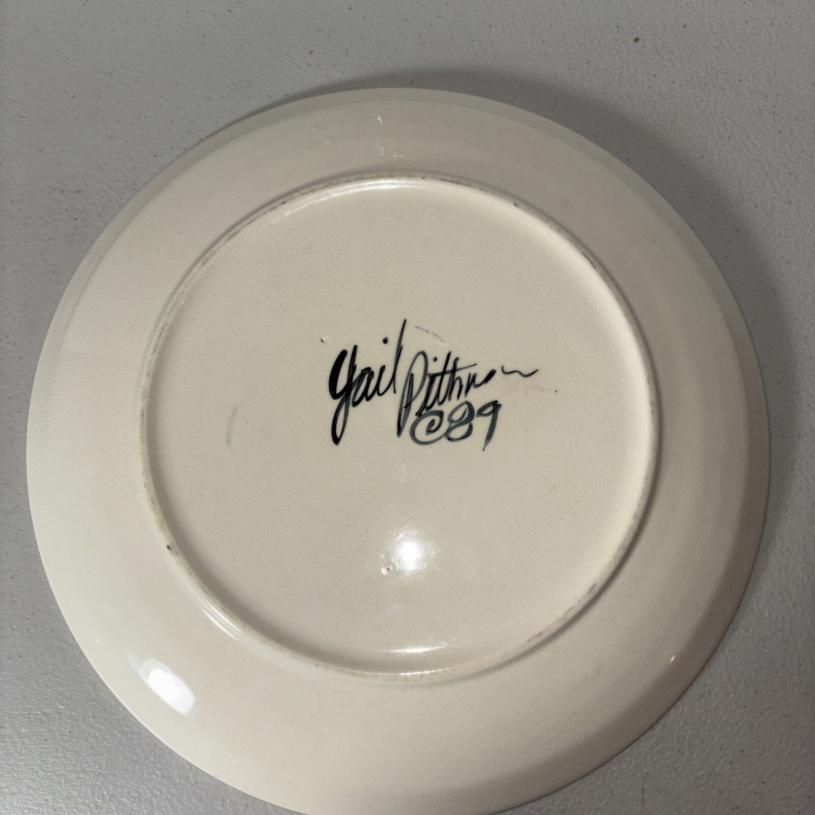 Gail Pittman Maypop 11” Dinner Plate 1989 signed-4- has Crazing See Picture