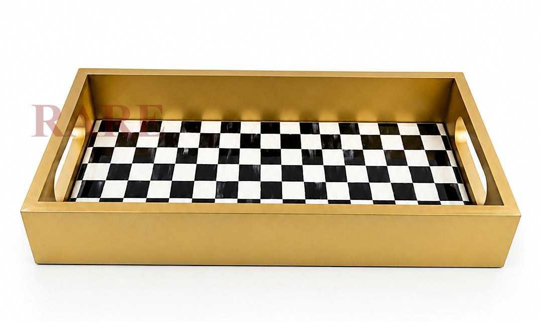 MacKenzie Childs Courtly Check Glass Vanity Tray New No Box