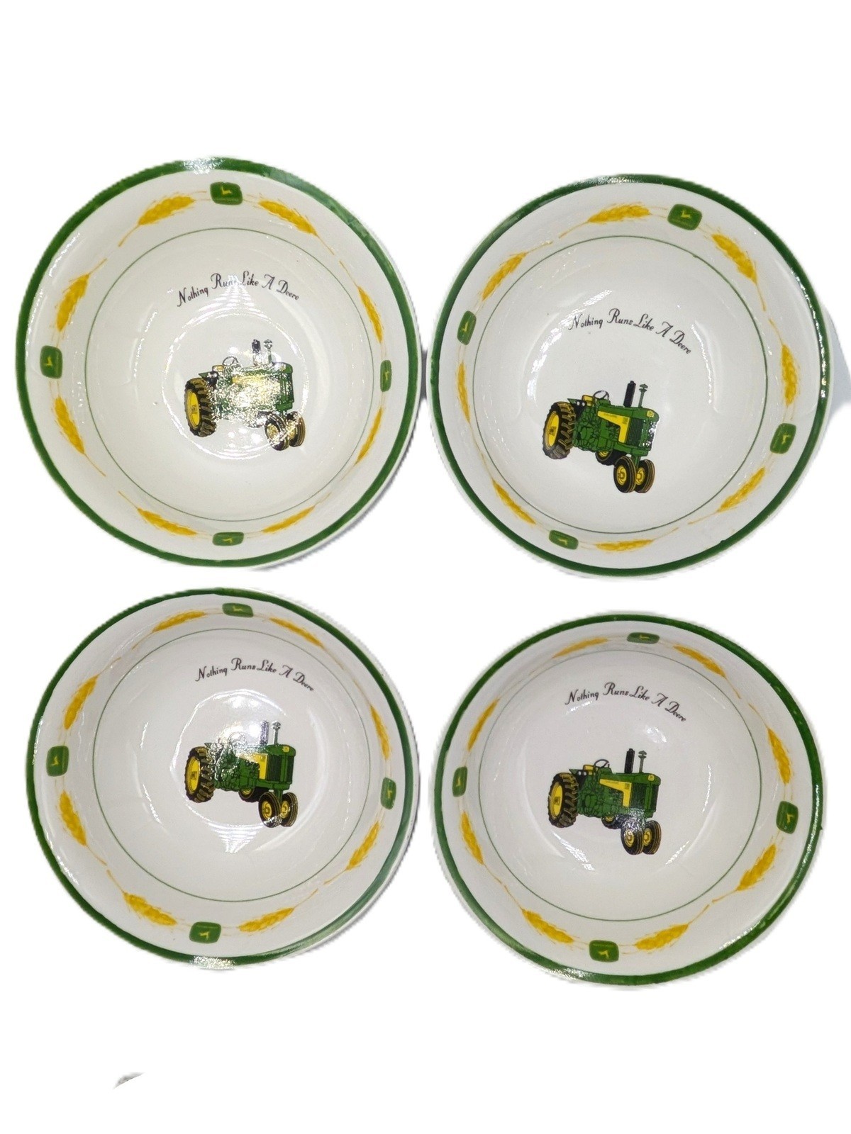 SET of 4 Cereal Bowls John Deere Amber Waves 730 Diesel & Wheat 6.5 in. Gibson