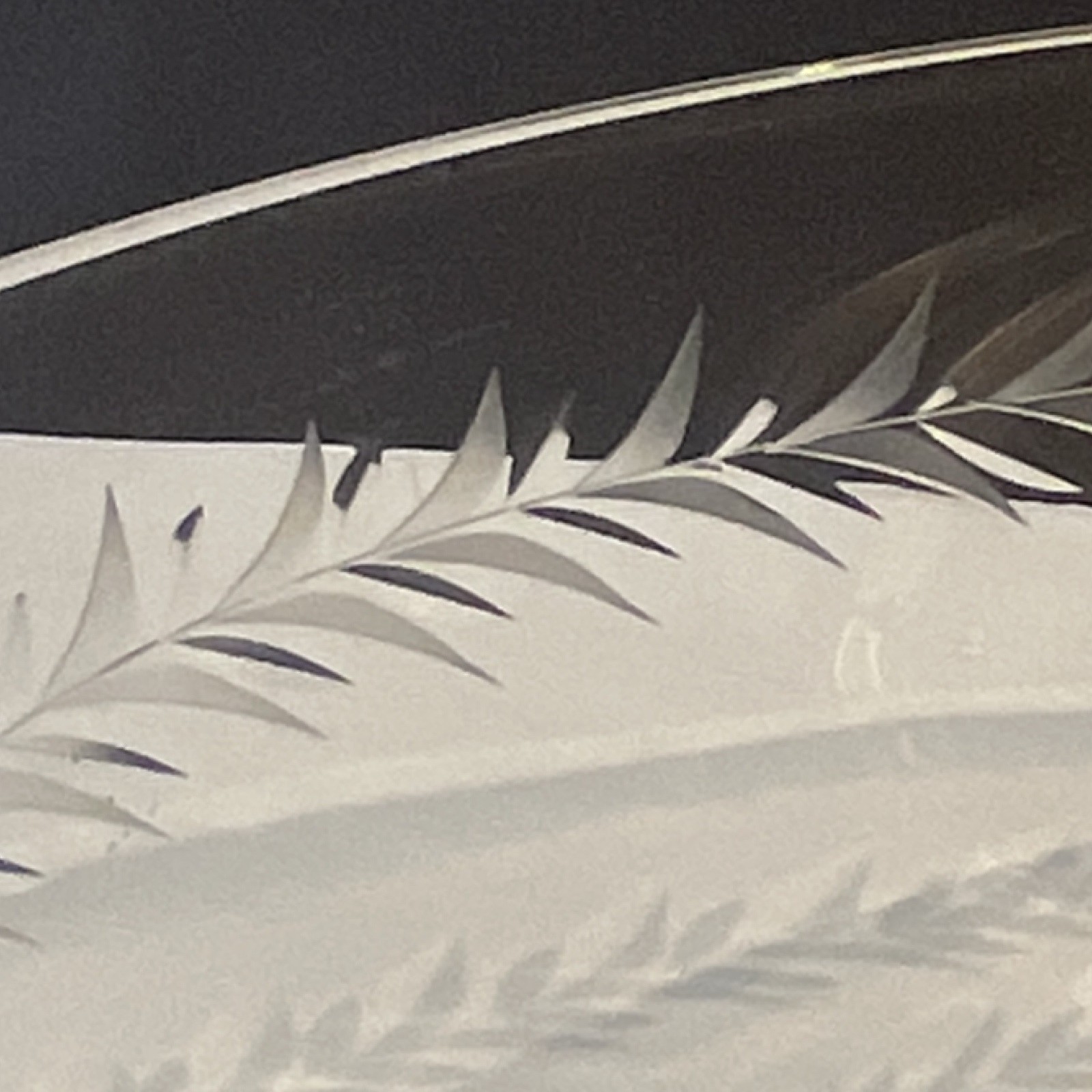 Clear Round Glass Bowl, Decorative Etched Leaf Pattern
