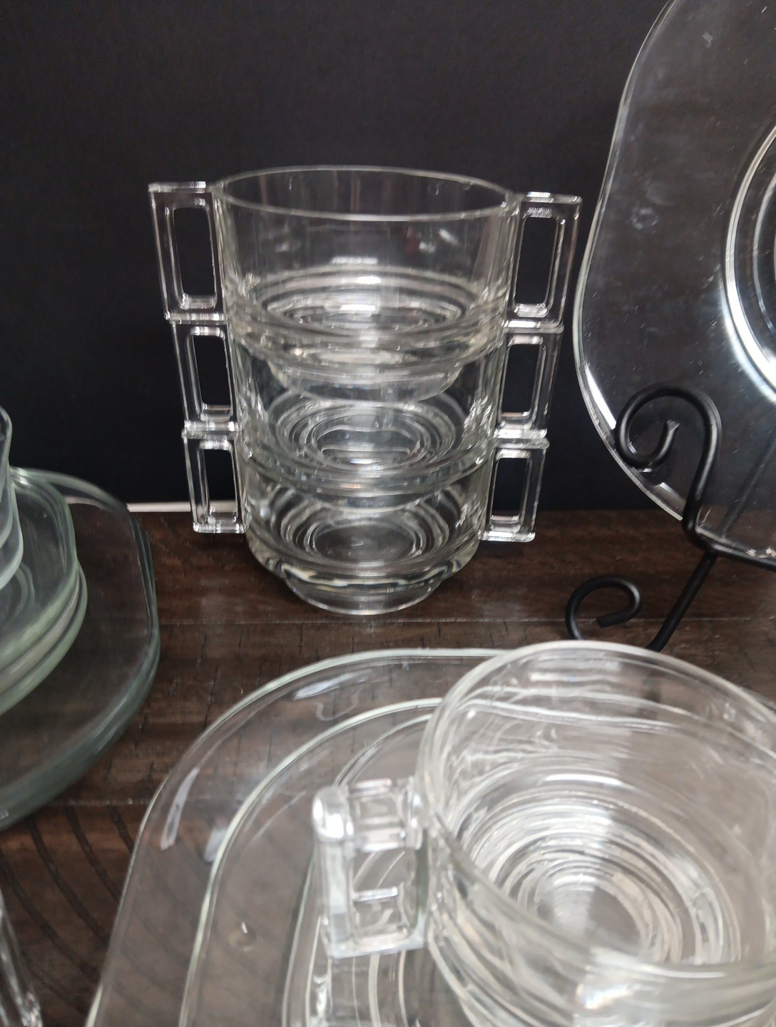 MCM 4 Place Table Settings Joe Capone Italy Arno Glass Clear W/Soups 20 Piece