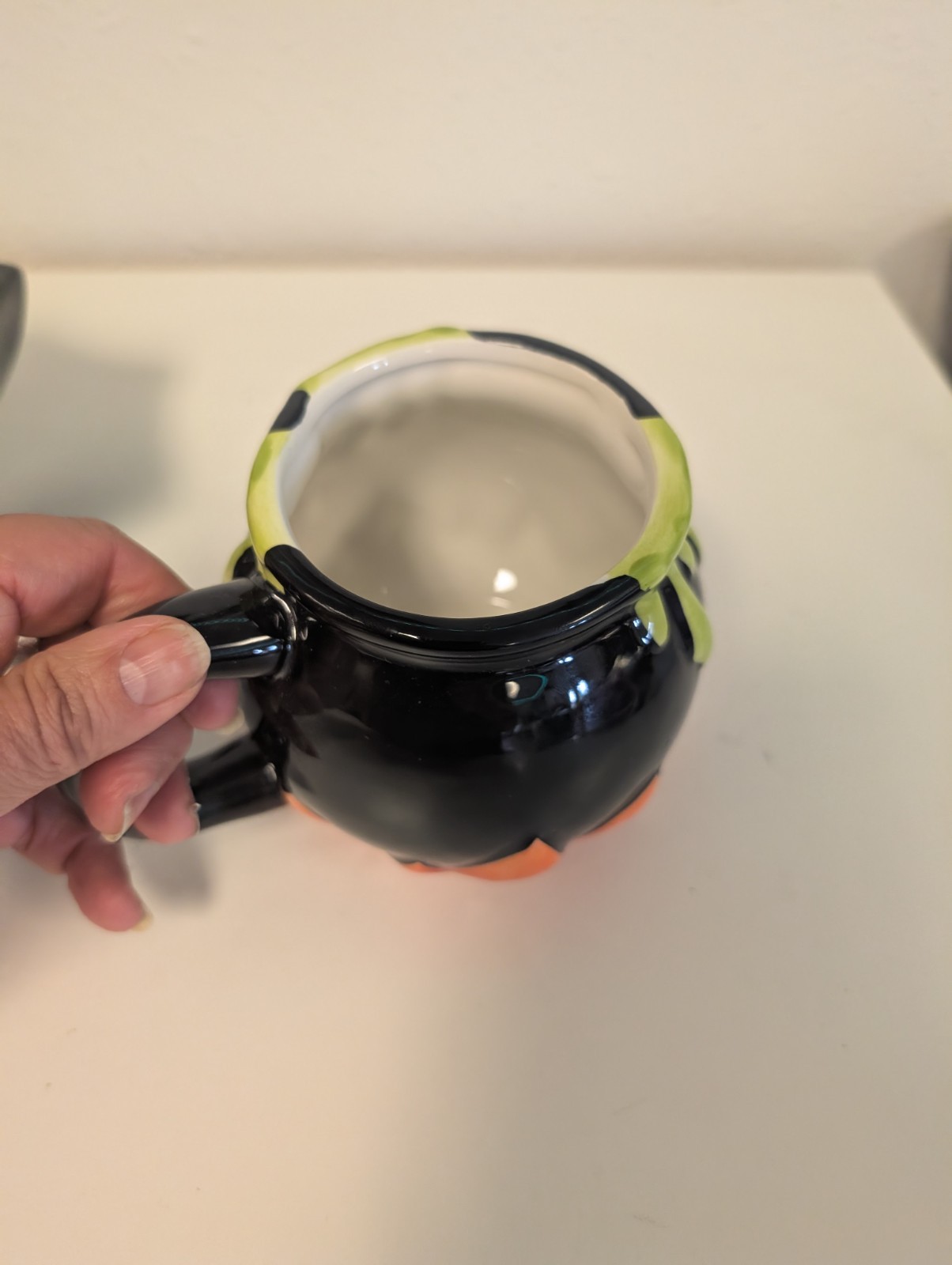Vintage Halloween Bowl & New Hyde and Eek Black Cauldron Mug Ceramic Stoneware